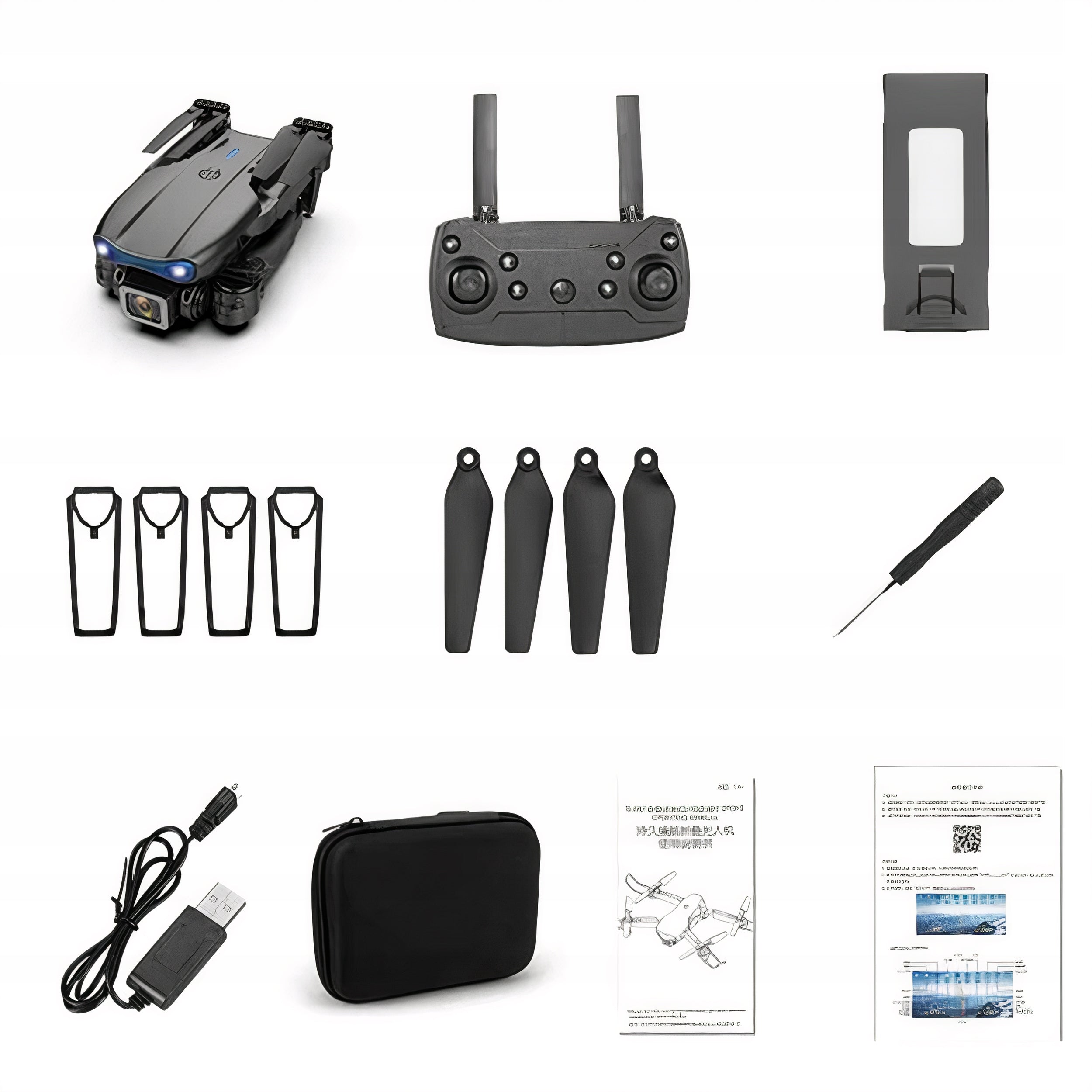 Drone Memfis E99 Pro electric 1800 mAh with camera 1080p 4 propellers Manufacturer code dron e99 pro akumulatory etui case do latania