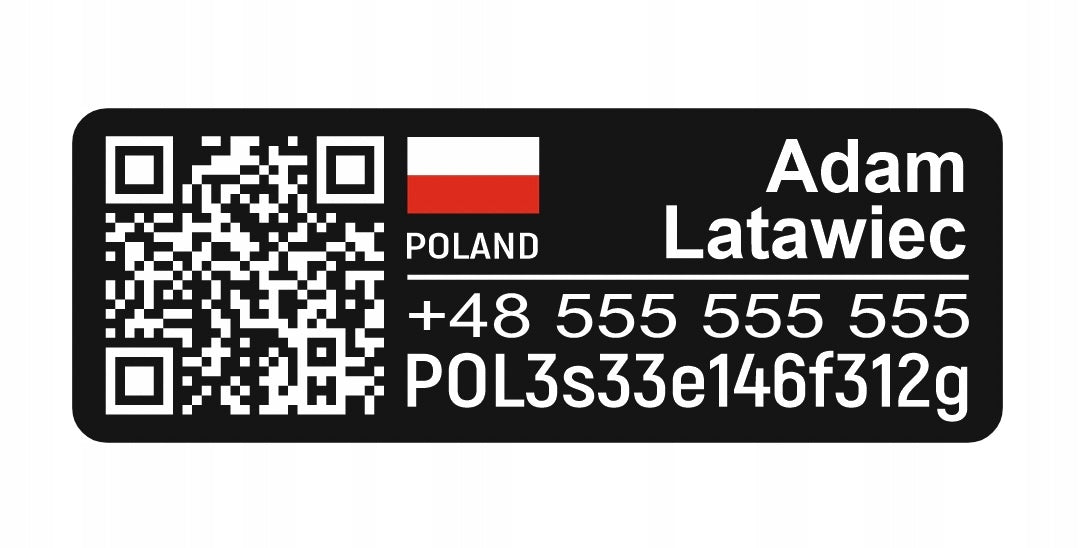 Drone plate / sticker - aluminium - QUALITY