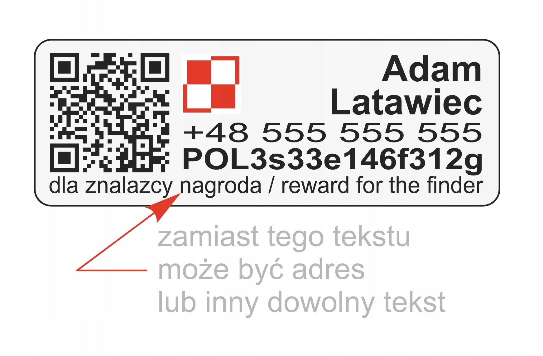 Drone plate / sticker - aluminum - QUALITY Manufacturer code ERI_PL