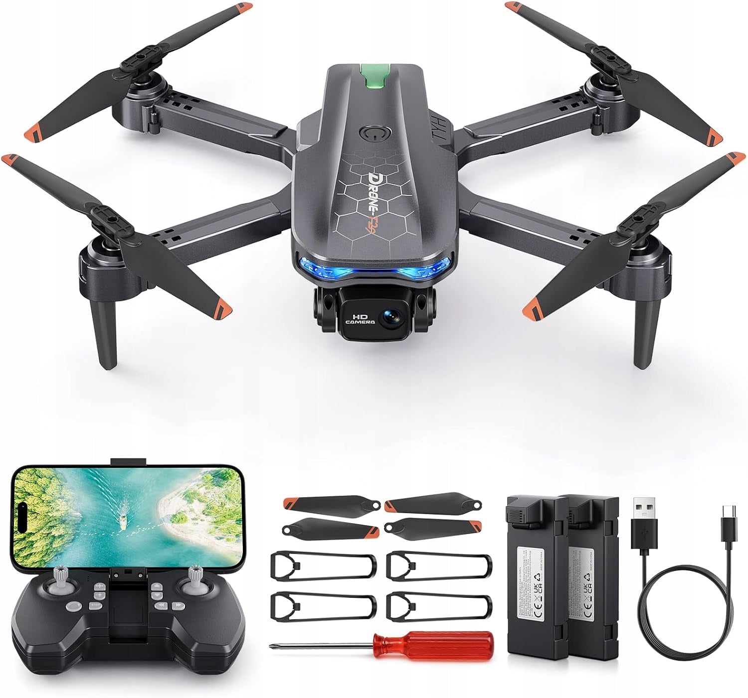 Drone with Camera 1080P FERIETELF T29 C0 FPV 2x Rechargeable 1200mAh Night Case