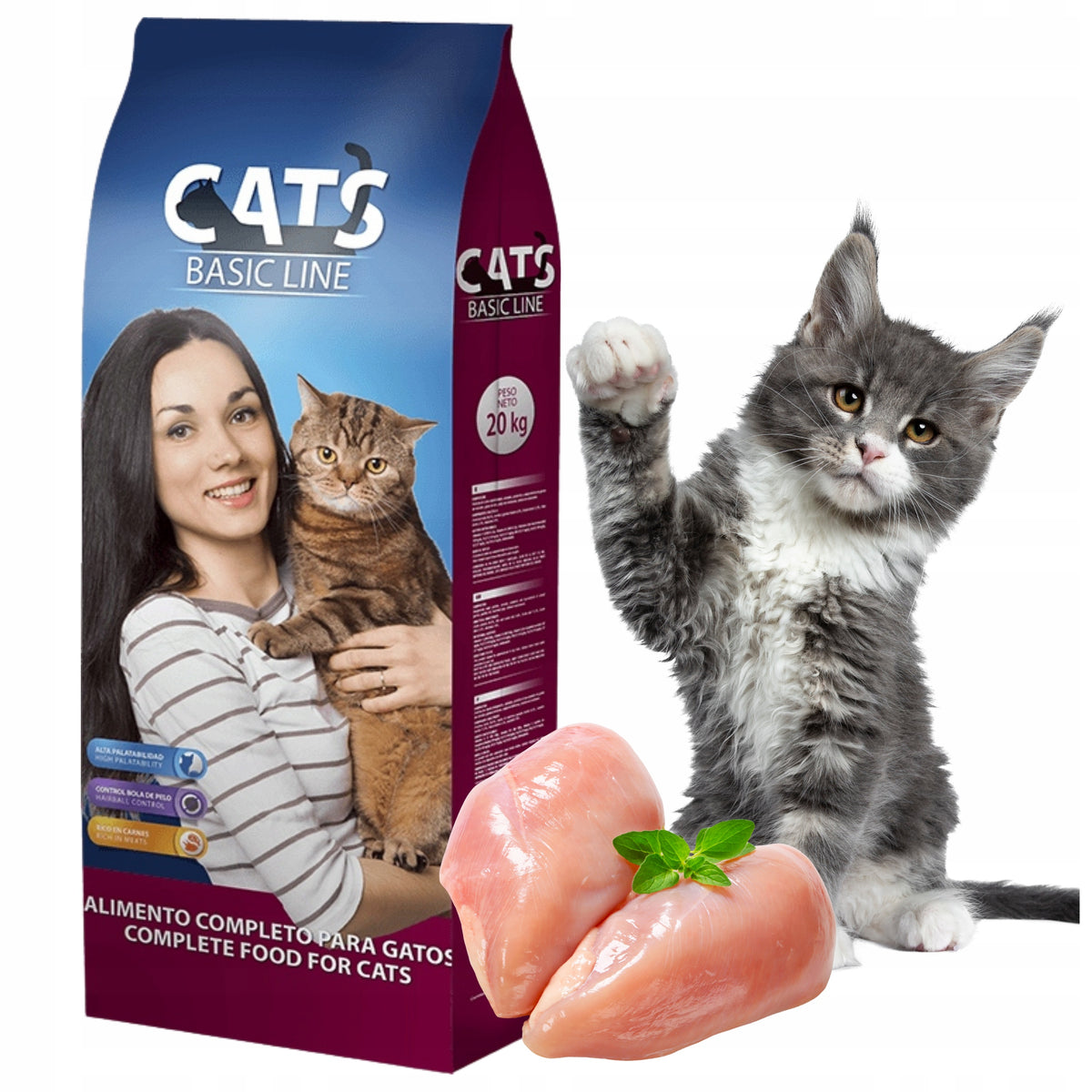 Dry Cat Food 20kg Cats Basic Line Chicken with Vegetables Ortin Premium
