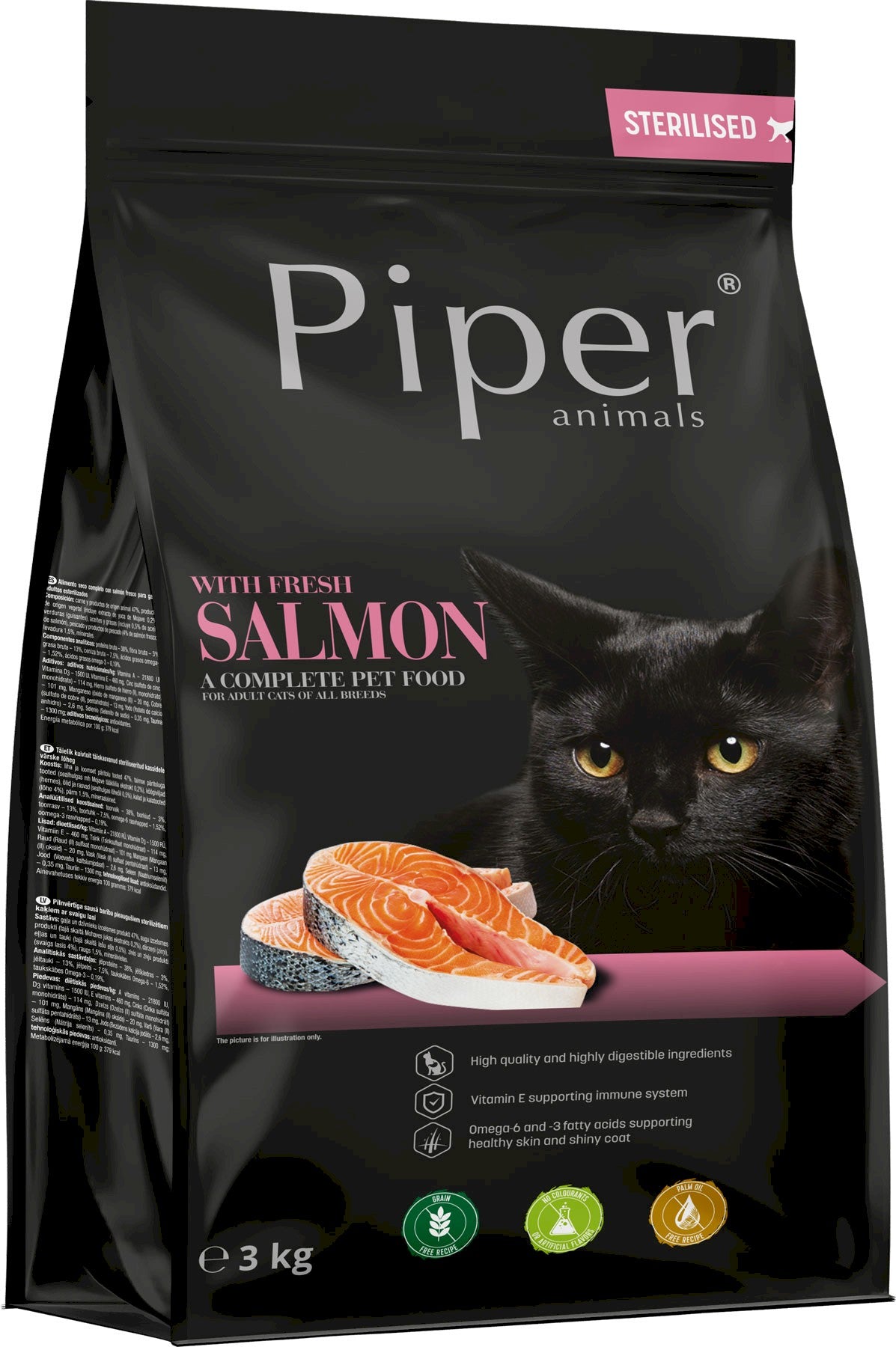 Dry Cat Food Sterilised PIPER Adult Salmon 3kg
