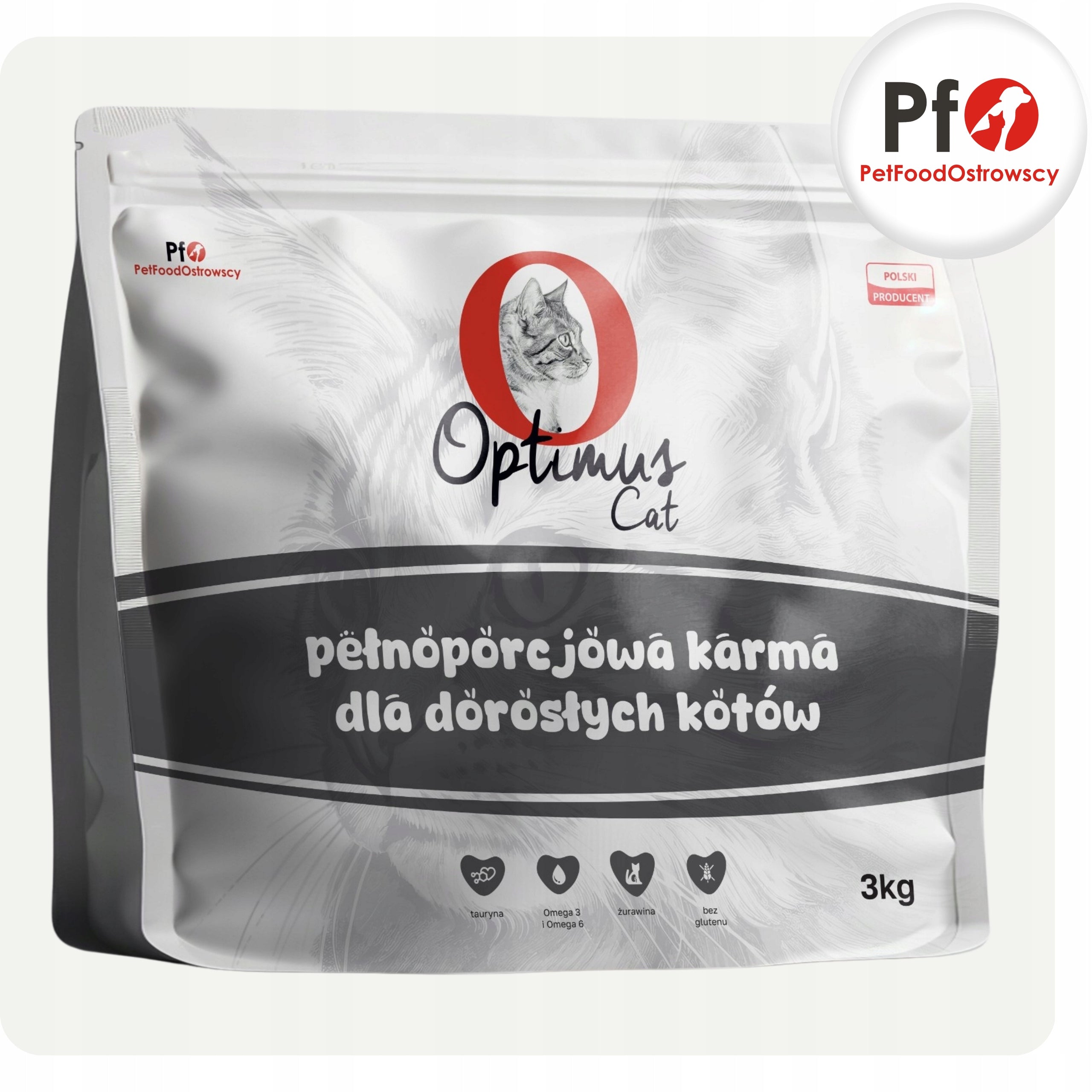 Dry Cat Food with Salmon Oil Taurine Cranberries 3 kg Optimus Cat Packaging status original