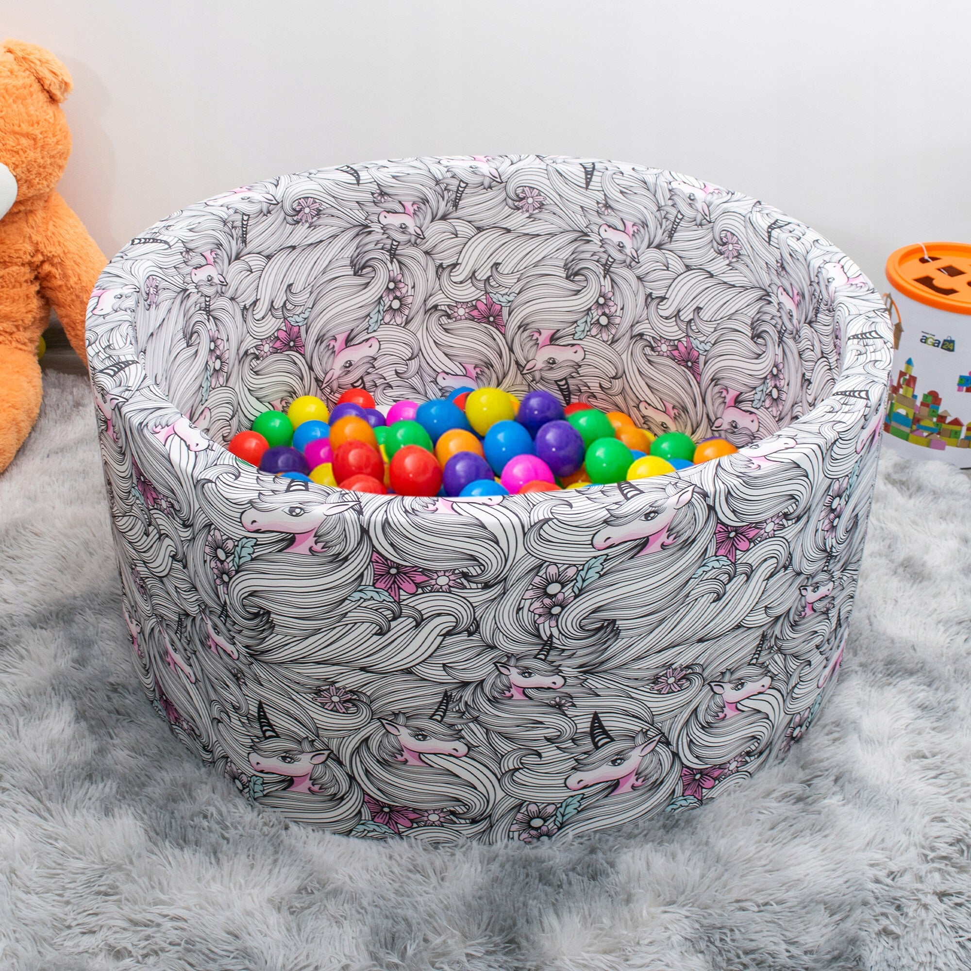 Dry Foam Pool Aga 90x40cm for Children Balls Pattern Unicorn Brand Aga