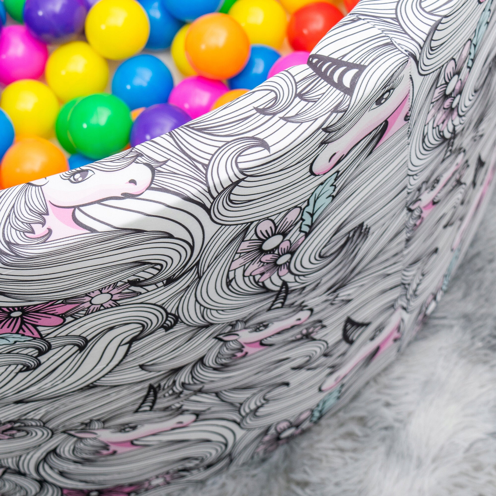 Dry Foam Pool Aga 90x40cm for Children Balls Pattern Unicorn Kid's age 6＋ months