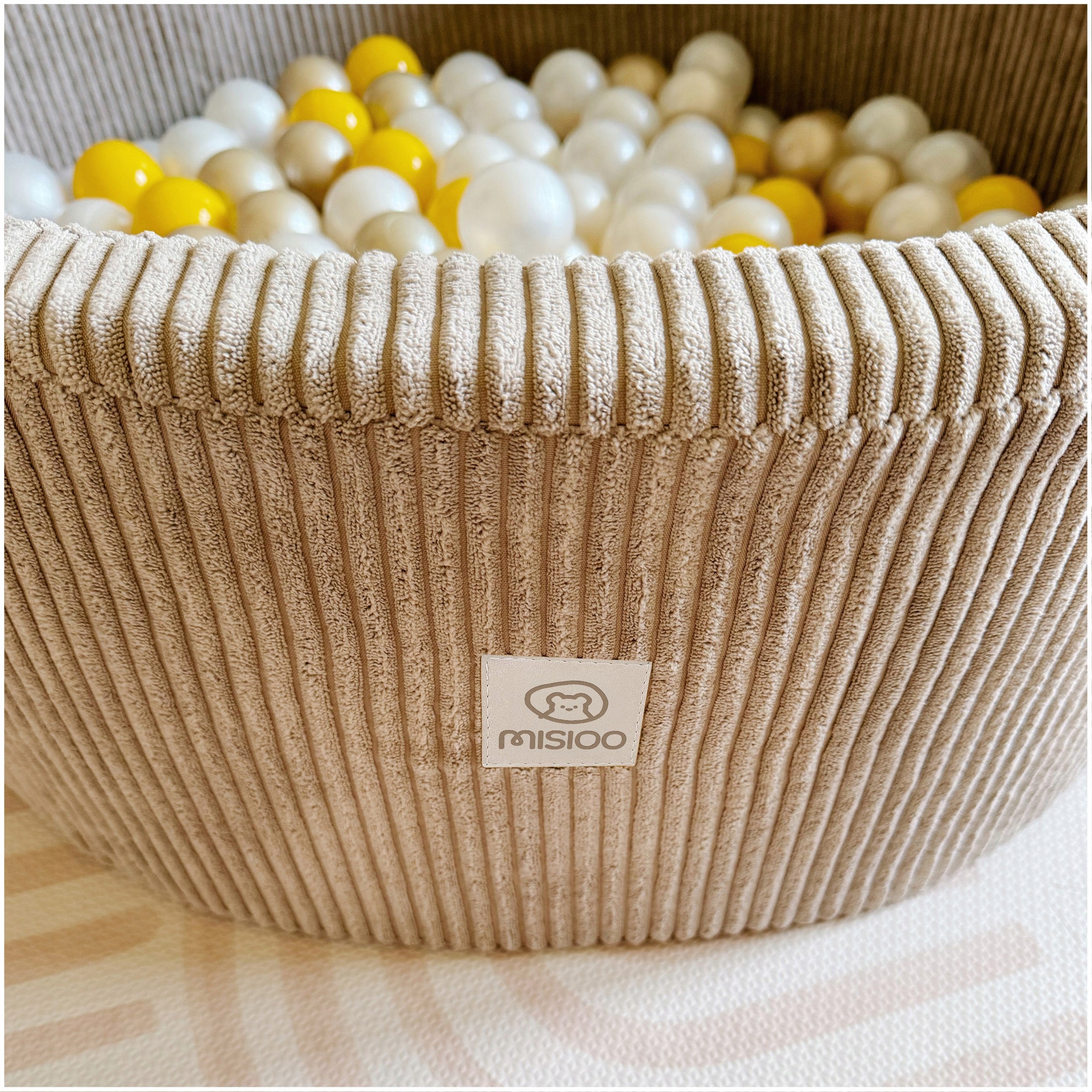 Dry Foam Pool with Balls 90x30 Children Beige Corduroy 200 balls MISIOO Kid's age 18＋ months