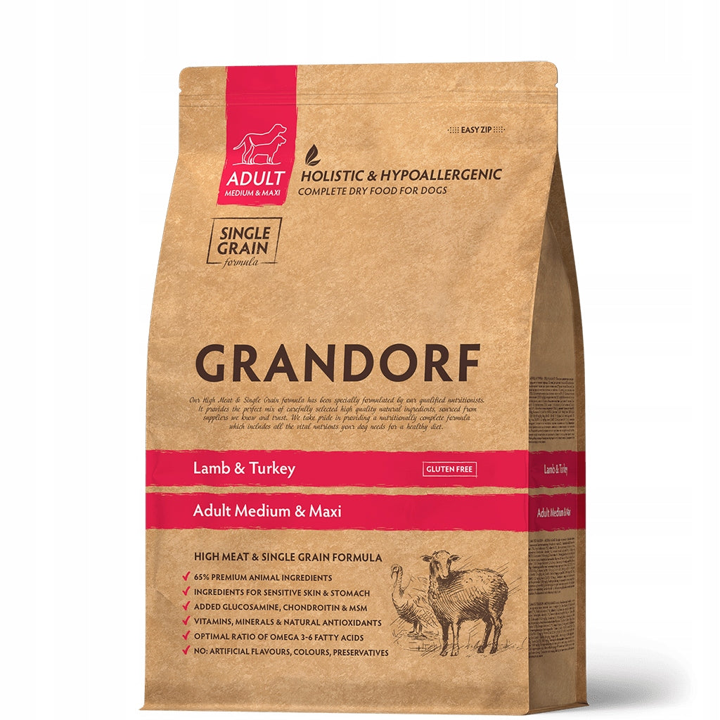 Dry Food for Dogs Grandorf Lamb Turkey Medium Maxi 10kg Lamb FREEBIE Manufacturer code 5407007850976