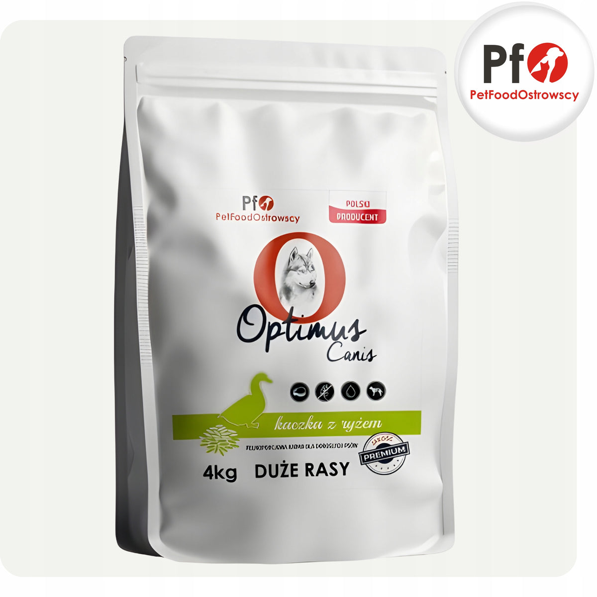 Dry Food for Large Breed Dogs Duck and Rice 4 kg Optimus Canis Premium Packaging status original