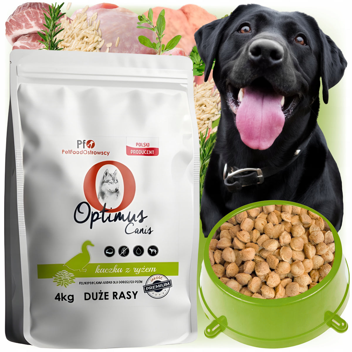 Dry Food for Large Breed Dogs Duck and Rice 4 kg Optimus Canis Premium