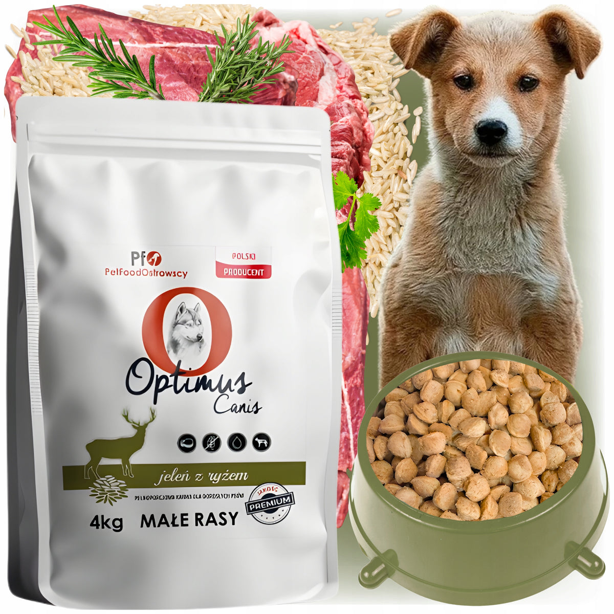 Dry Food for Small Dogs Breed Optimus Canis Premium Deer with Rice 4 kg
