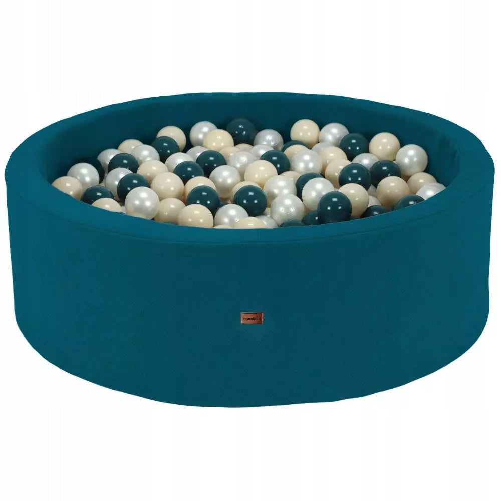 Dry Pool + 200 Balls 90x30cm Children's Turquoise Velvet Polish Sewing