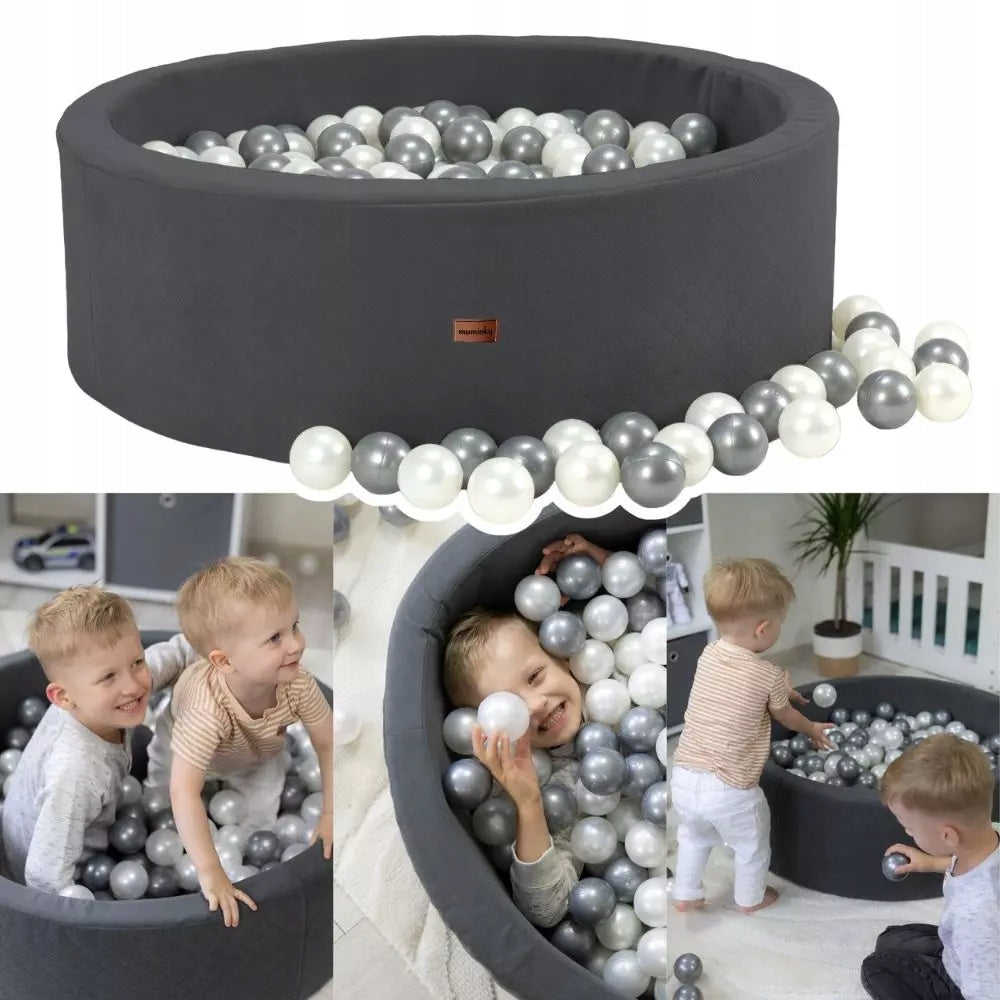 Dry Pool + 200 Balls 90x30cm For Children Graphite Velvet Polish Sewing Brand Muminky