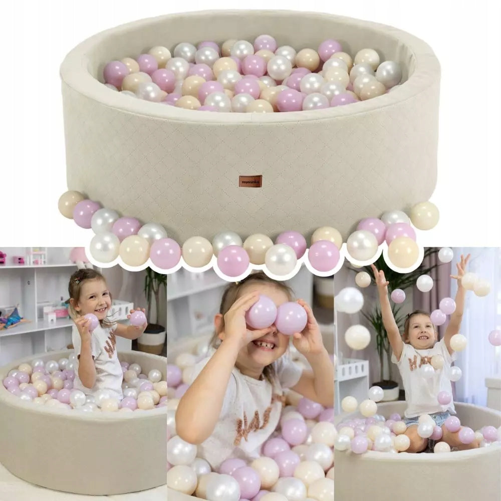 Dry Pool + 200 Balls 90x30cm For Children Light Beige Velvet Polish Sewing Packaging status original