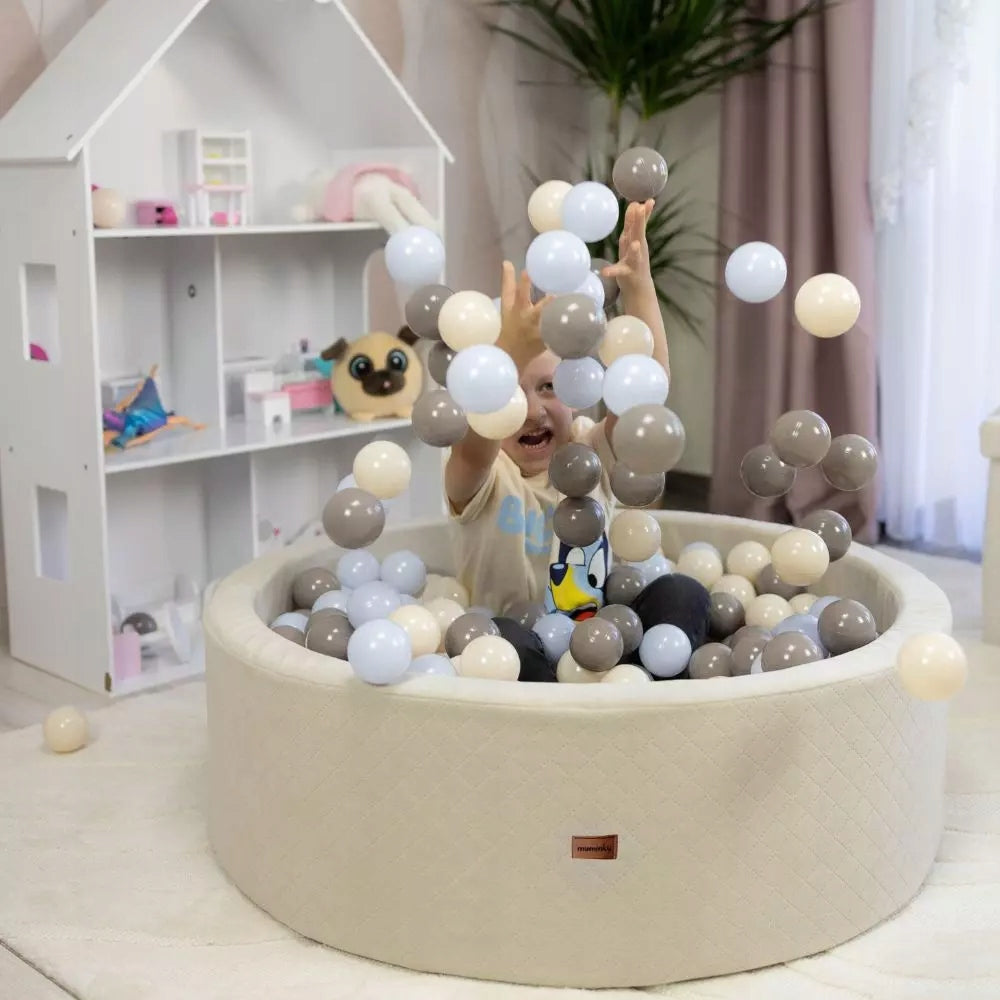 Dry Pool + 200 Balls 90x30cm For Children Light Beige Velvet Polish Sewing Product width 90 cm