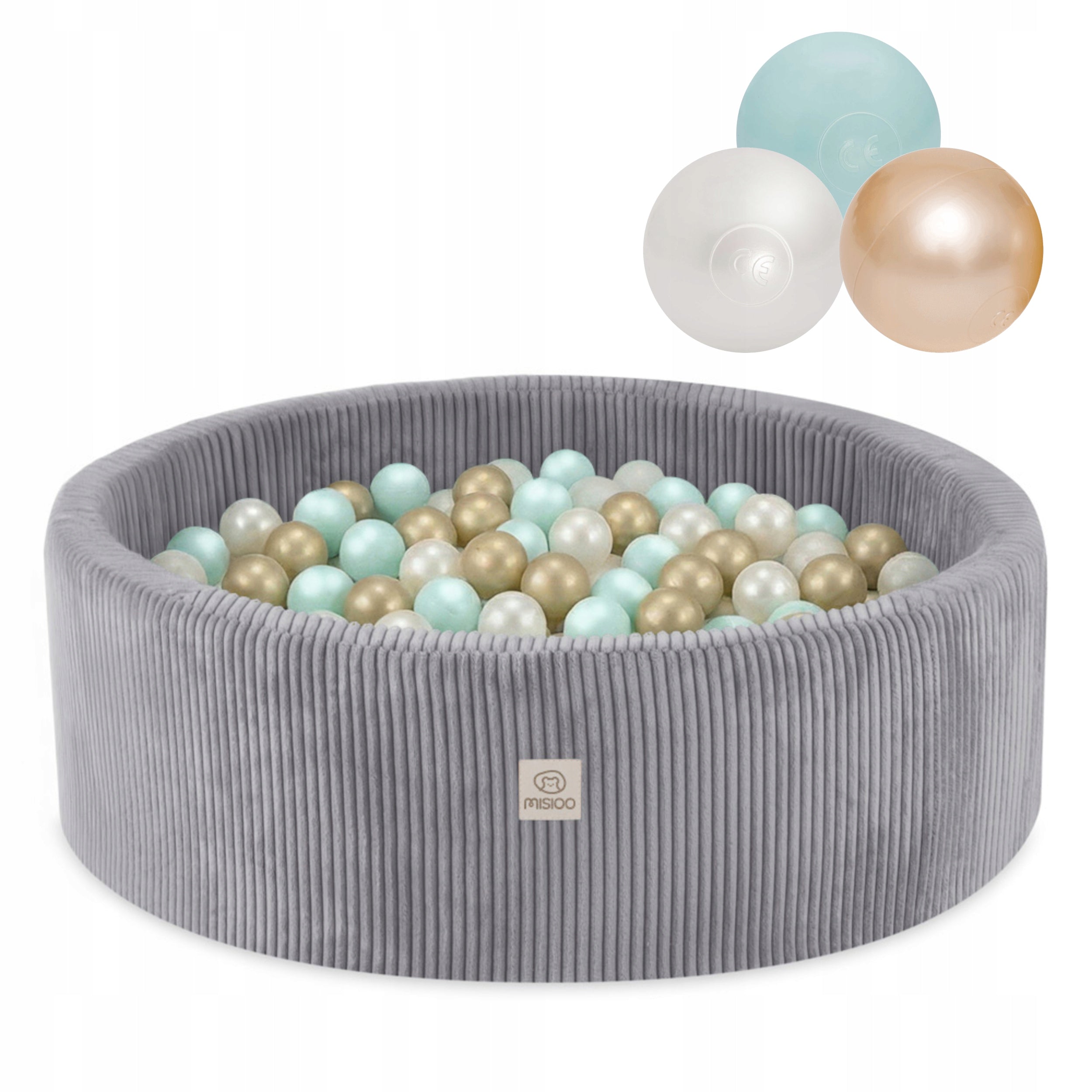 Dry Pool with Balls 90x30 Foam Pool Grey Corduroy 300 balls MISIOO