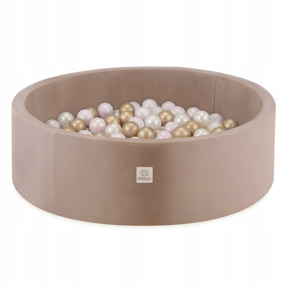 Dry Pool with Balls 90x30 for Children Beige Velvet 200 balls MISIOO Manufacturer code Złote, Jasnoróżowe, Perłowe