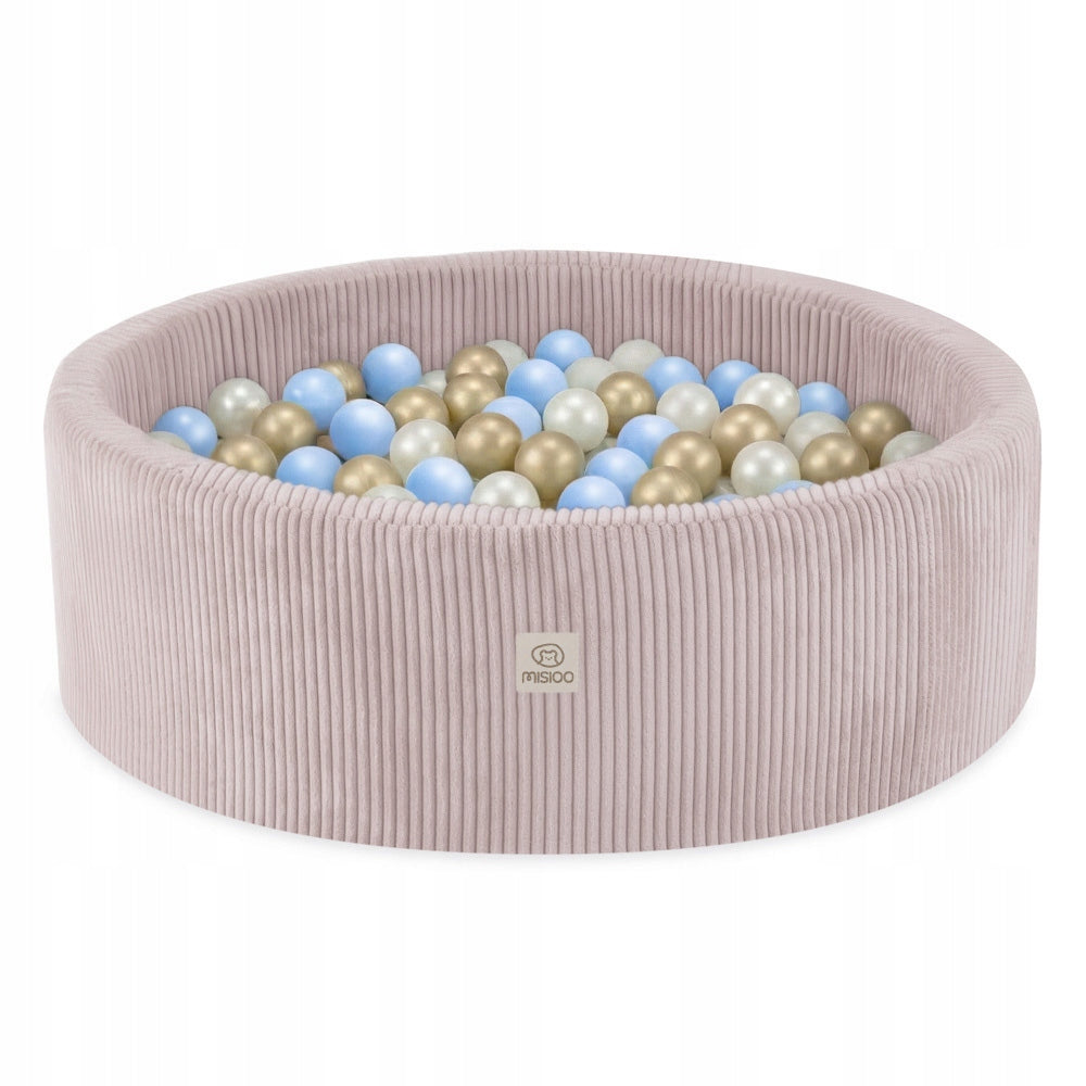 Dry Pool with Balls 90x30 for Children Light Pink Corduroy 300ball MISIOO