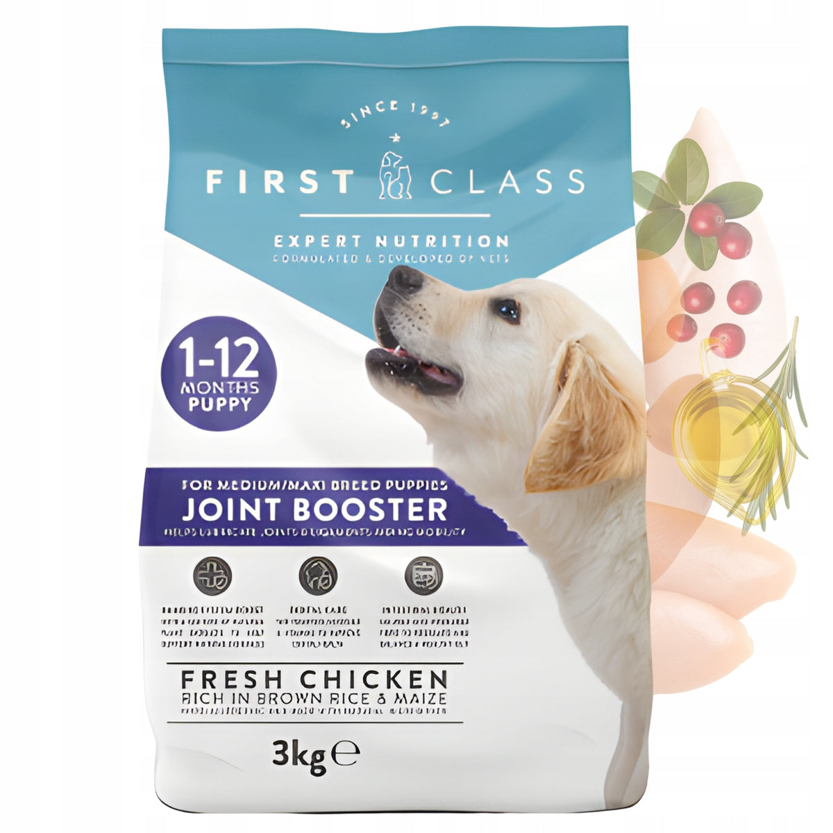 Dry Puppy Food 3kg First Class Premium Grain-Free Joint Protection Manufacturer code bezzbożowa