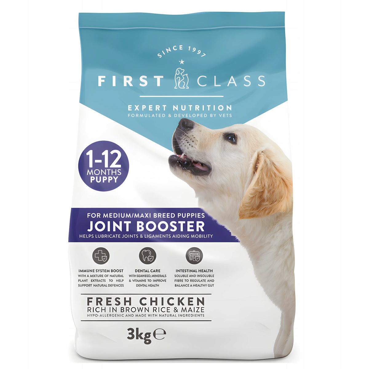 Dry Puppy Food 3kg First Class Premium Grain-Free Joint Protection