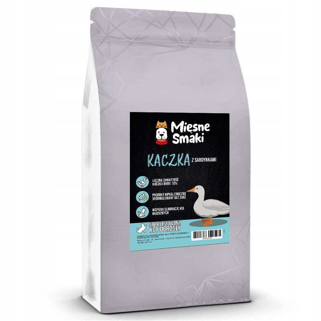 Dry cat food 70% MEAT! - Duck with sardines 1,5 kg - MIĘSNE SMAKI