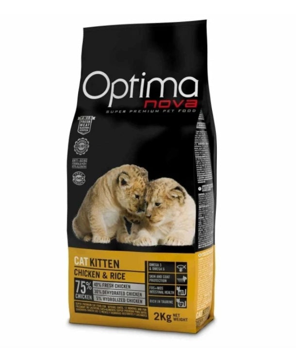 Dry cat food Optimanova Kitten Chicken Rice 2kg Brand Optimanova