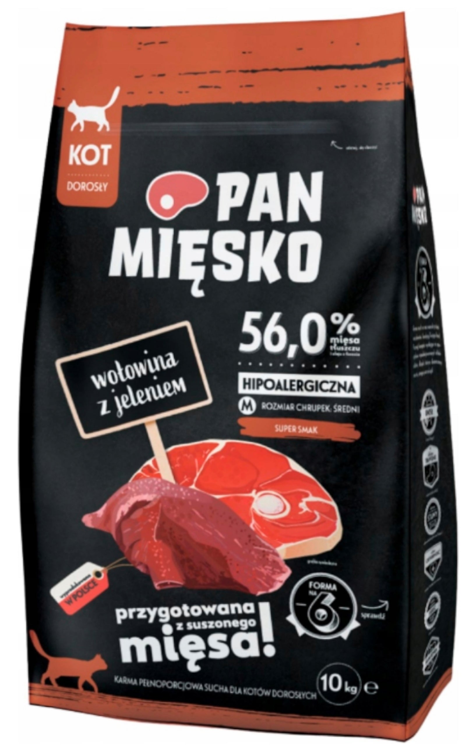 Dry cat food Pan Mięsko BEEF with DEER HYPOALLERGENIC 10 kg M