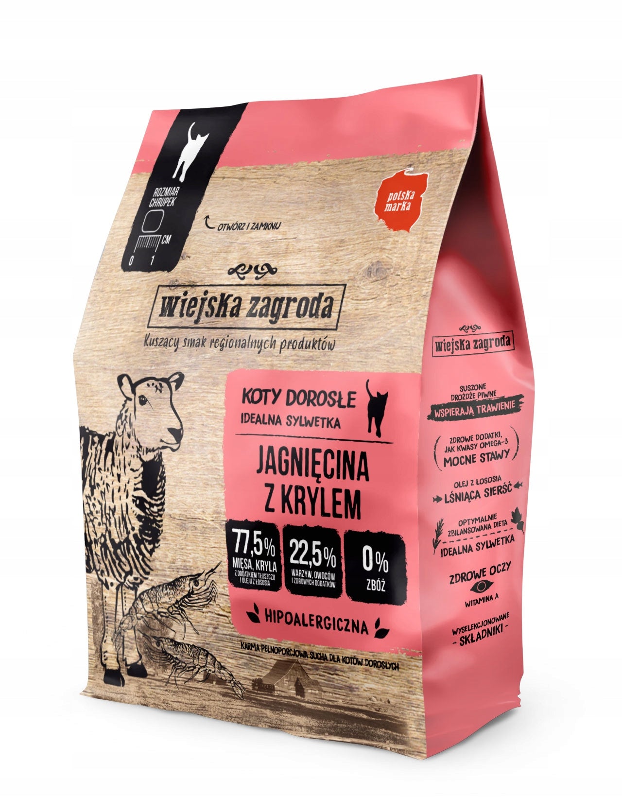 Dry cat food Wiejska Zagroda Lamb with krill 400 g
