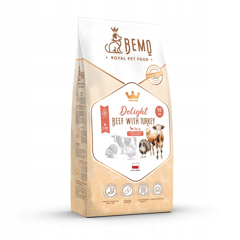 Dry dog food 10 kg with beef and turkey delight for small breeds
