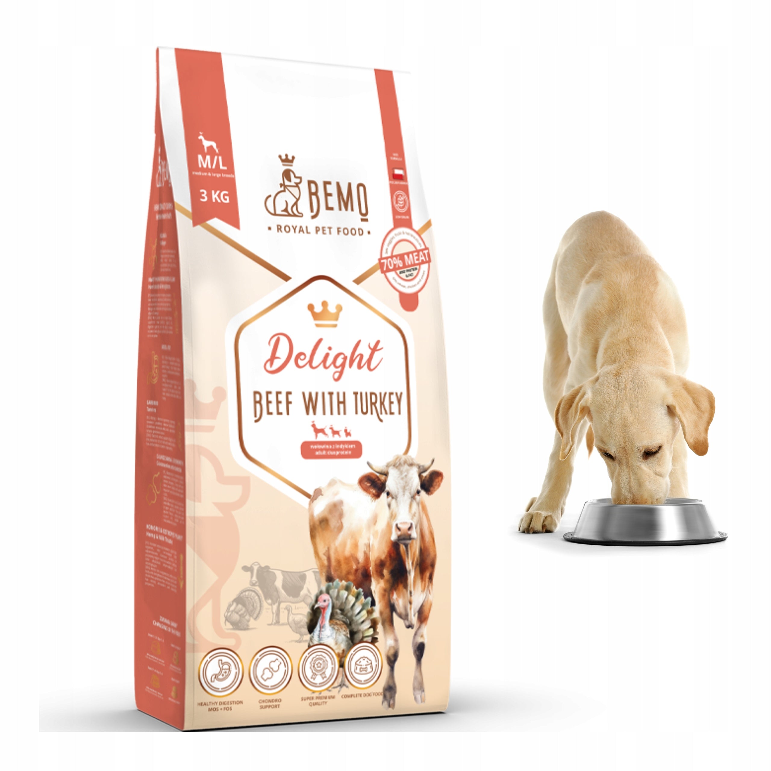 Dry dog food BEMO DELIGHT 3 KG M/L beef turkey for large breeds