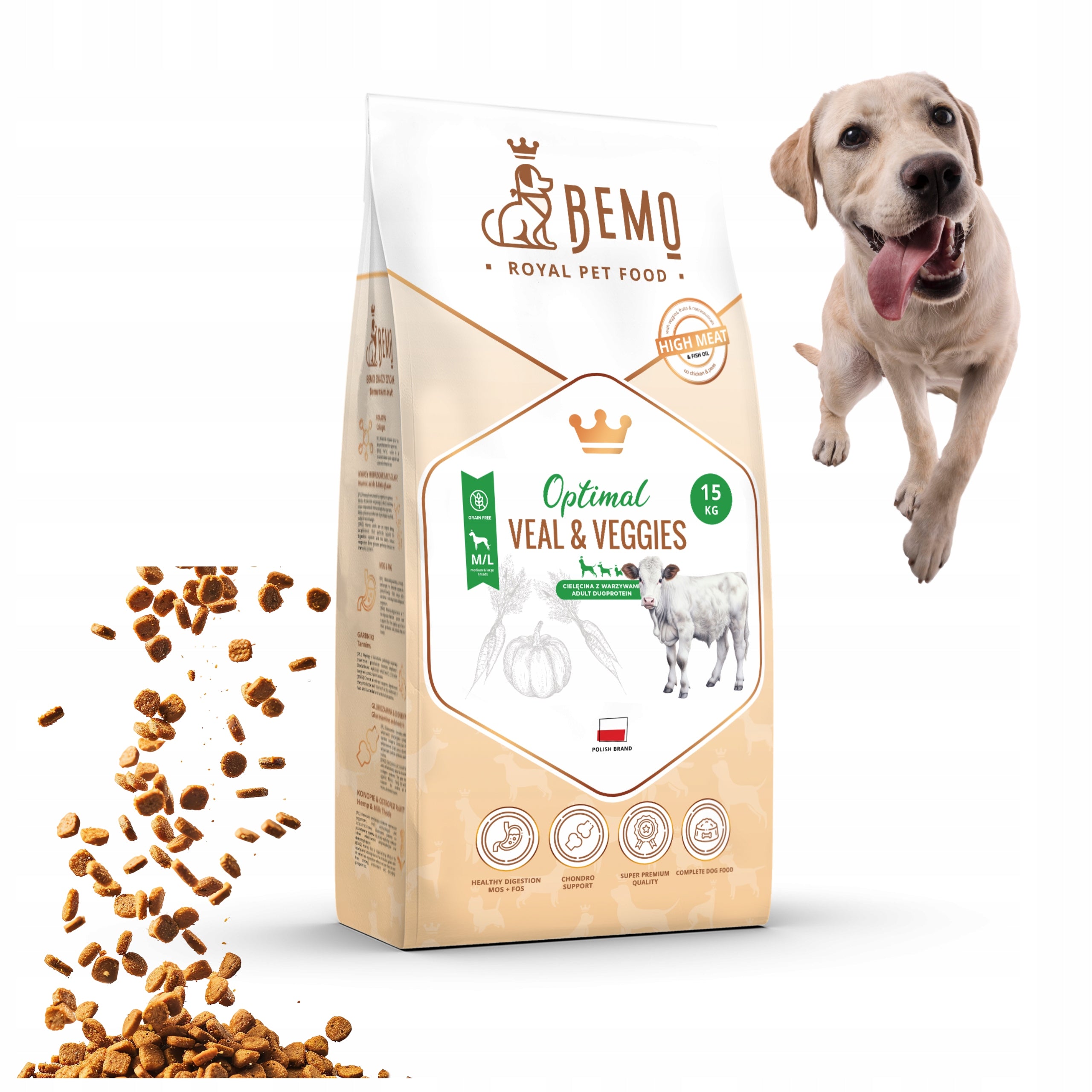 Dry dog food BEMO OPTIMAL Veal M/L 10 kg with veal and vegetables