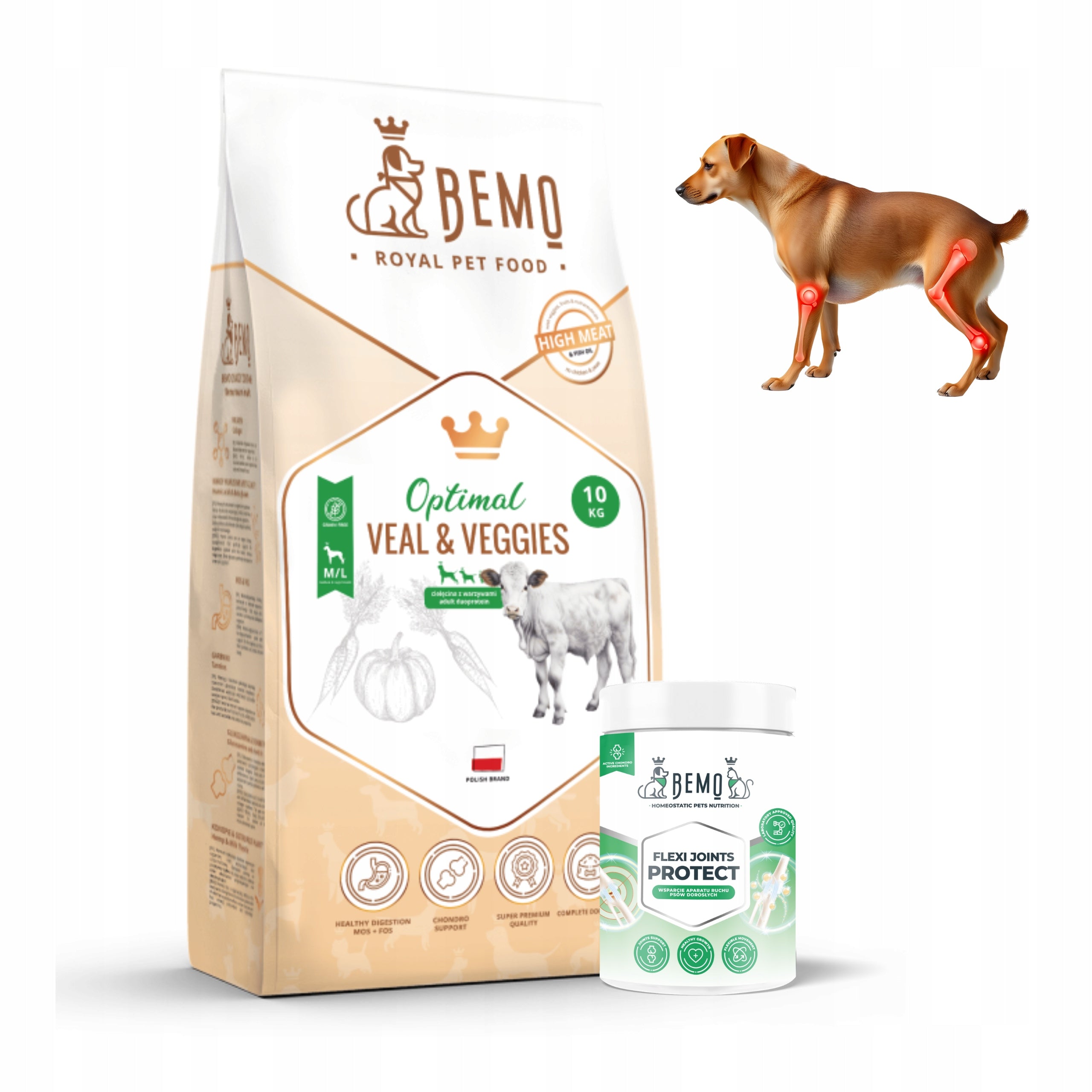 Dry dog food BEMO Optimal 10kg + Supplement | HEALTHY JOINTS | large dogs