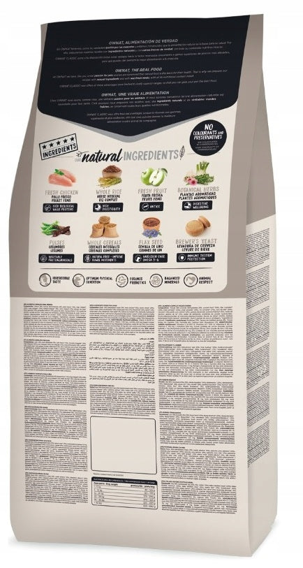 Dry dog food Ownat Classic Light 20kg Rich in fresh Chicken Manufacturer code OW031415