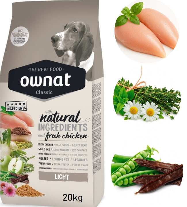 Dry dog food Ownat Classic Light 20kg Rich in fresh Chicken