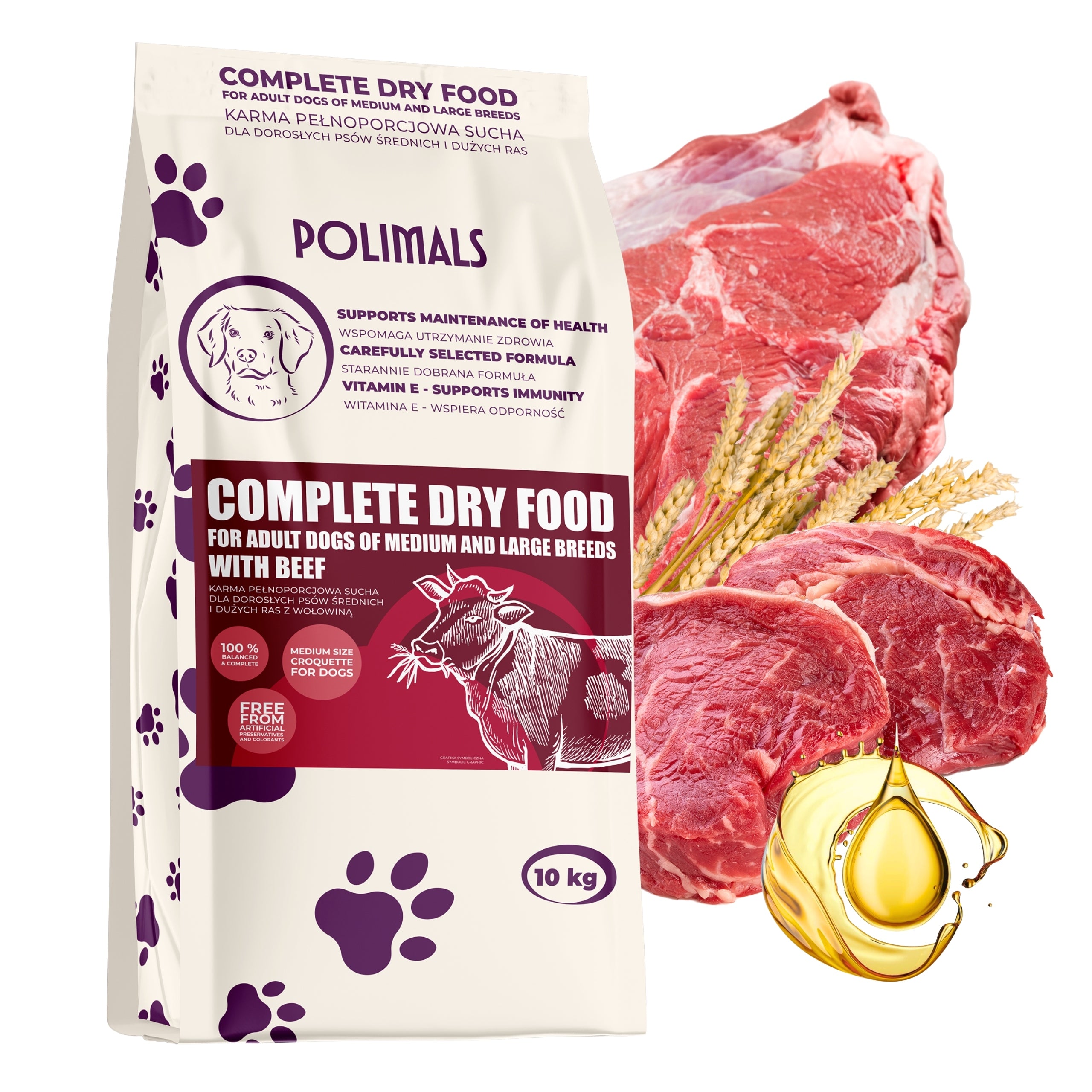 Dry dog food Polimals Lamb Beef Mix 2 x 10 kg Adult Dog Packaging status original