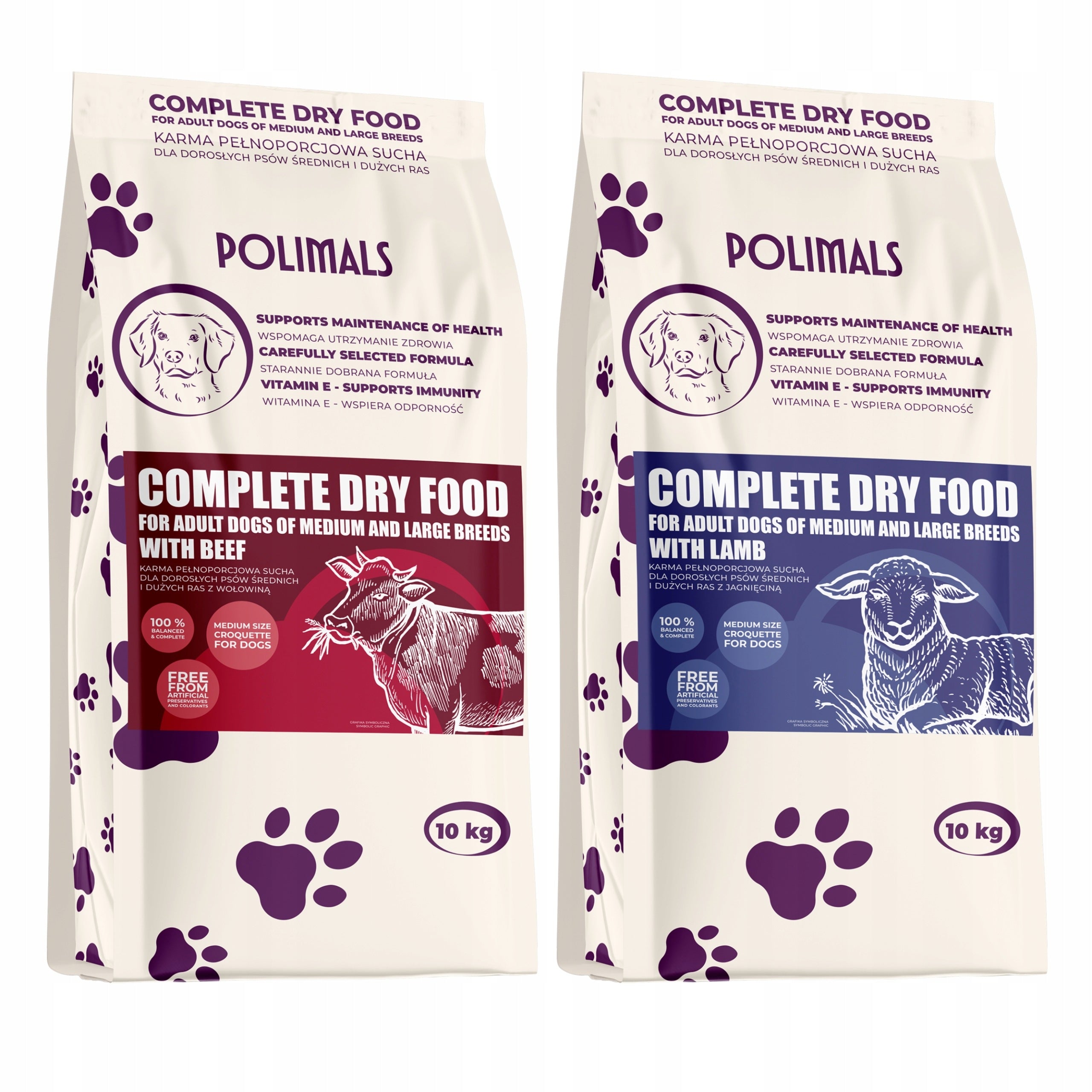 Dry dog food Polimals Lamb Beef Mix 2 x 10 kg Adult Dog