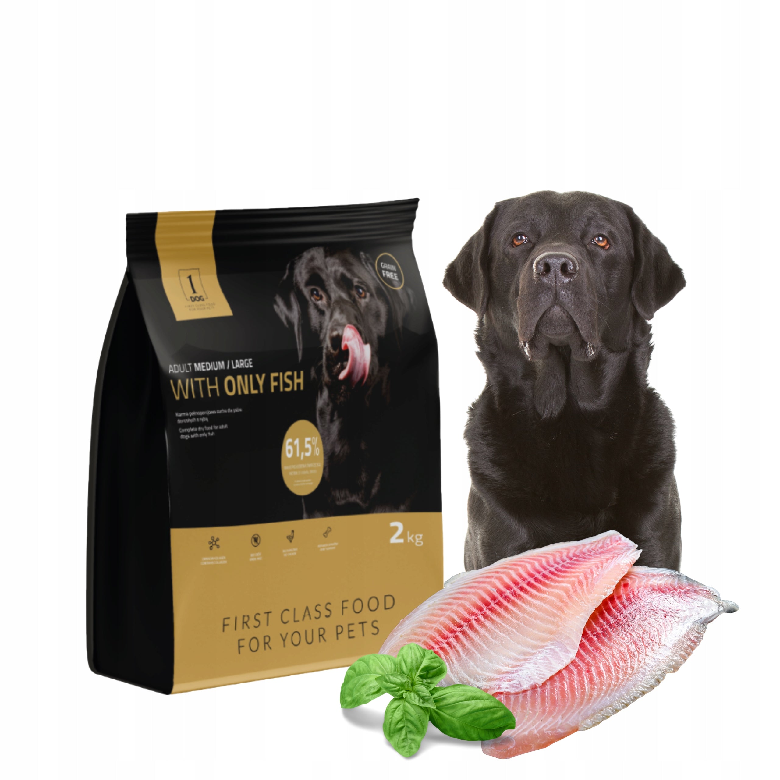 Dry dog food with fish medium and large breeds 2kg 1DOG monoprotein (ST)