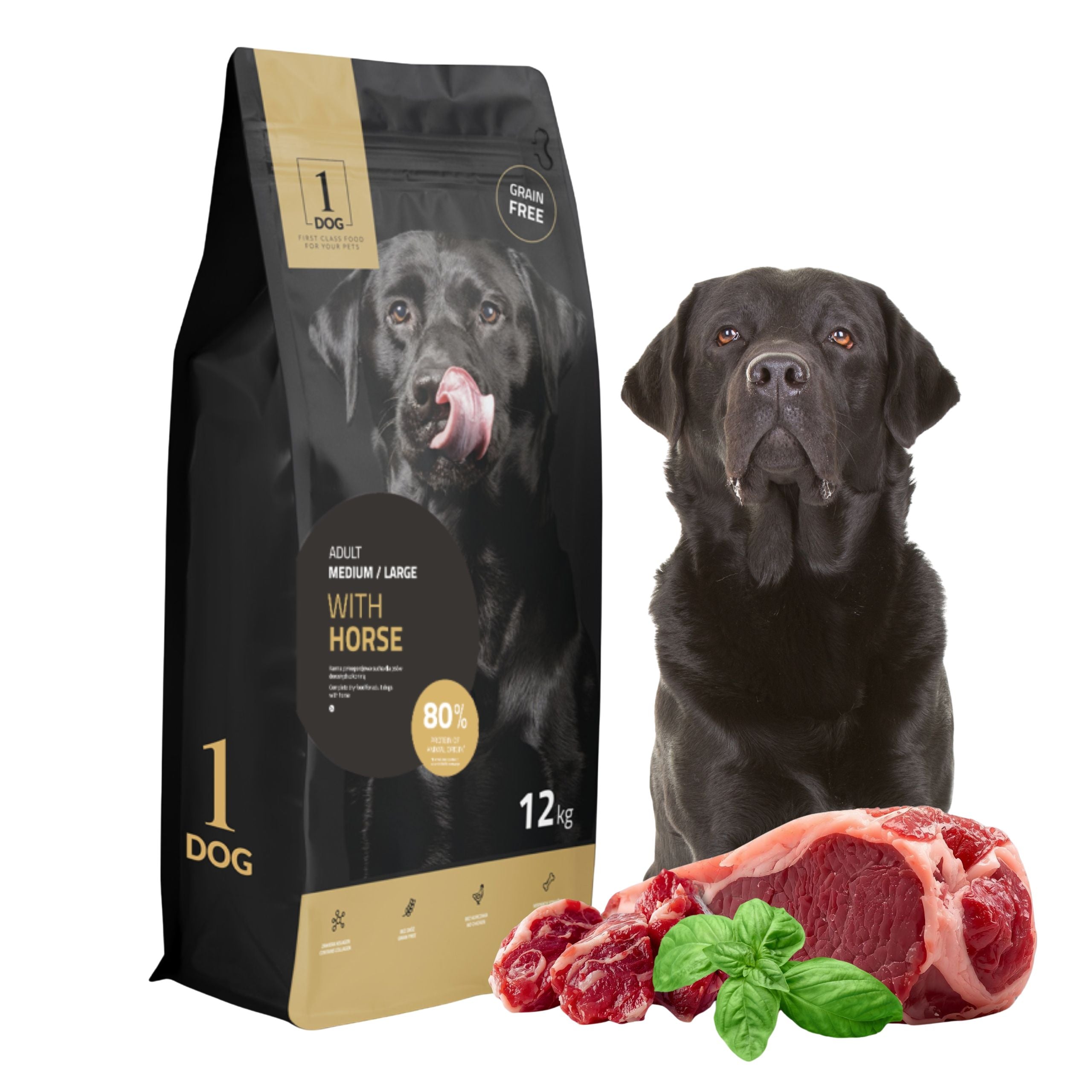 Dry dog food with horsemeat medium and large breeds 12kg 1DOG monoprotein