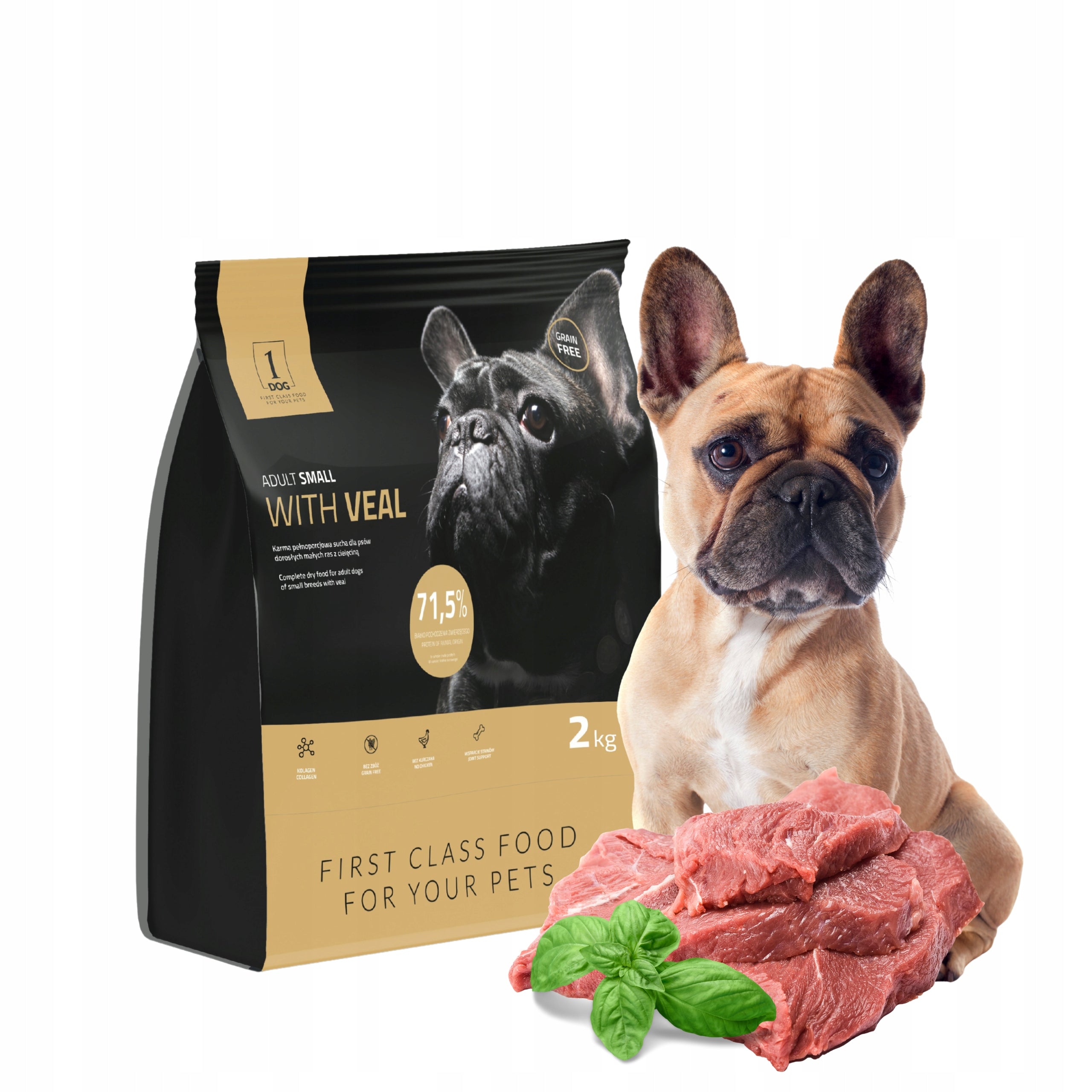 Dry dog food with veal for small breeds monoprotein 2kg 1DOG