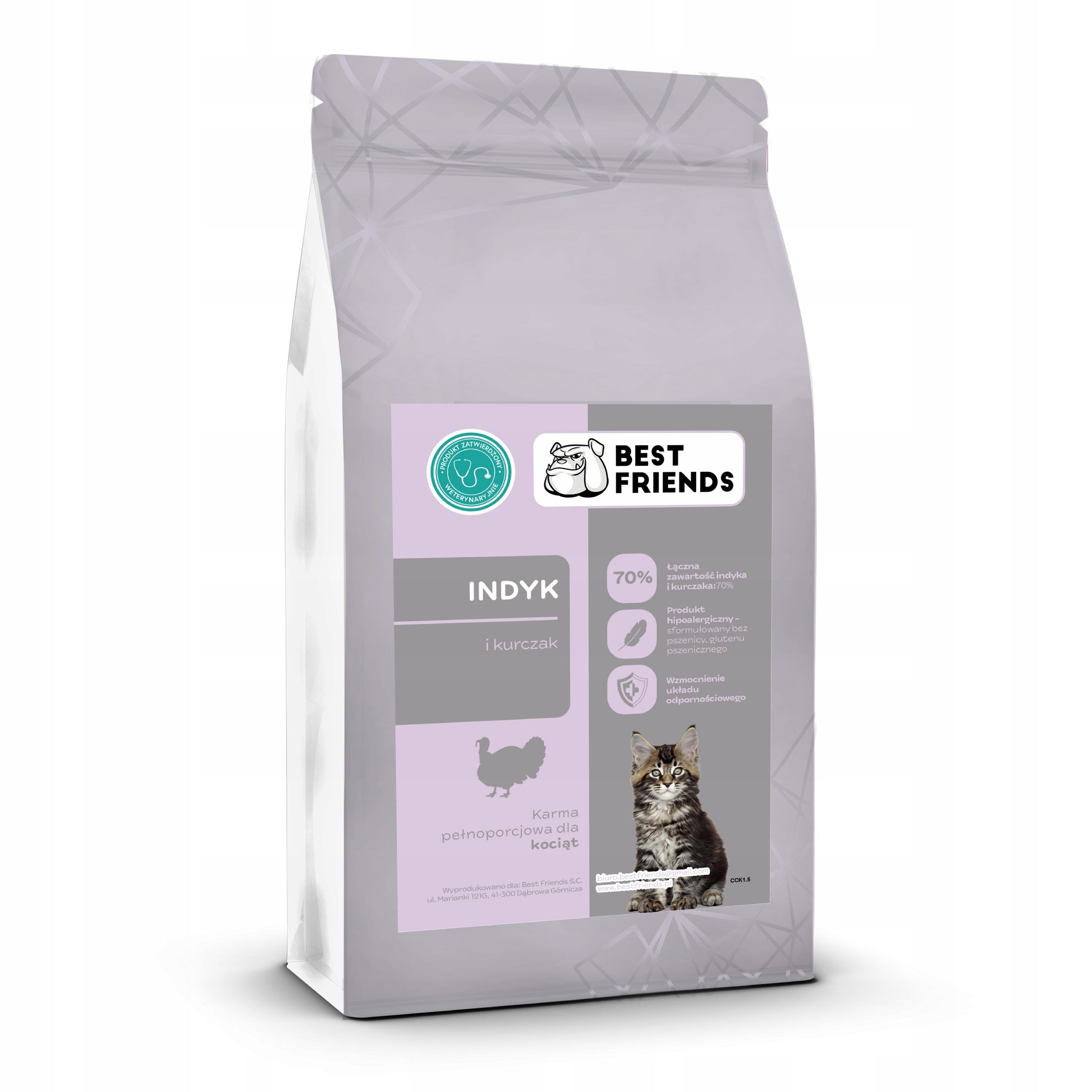 Dry food for kittens, Ragdoll, Maine Coon, Norwegian, Turkey and Chicken 70%