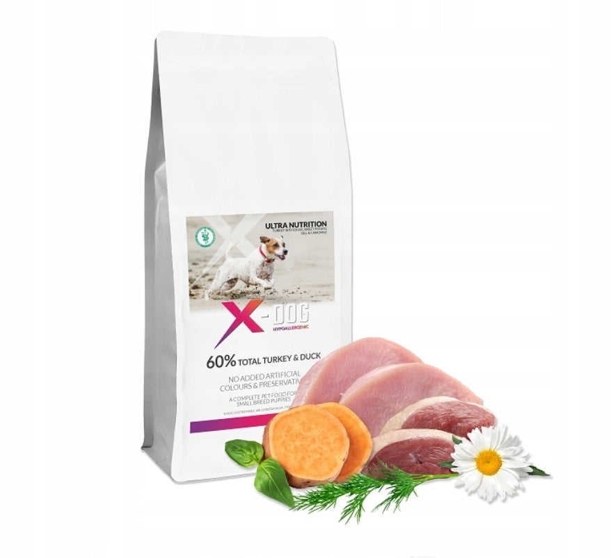 Dry food for puppies turkey duck sweet potatoes small breeds 6kg X-DOG 192 643