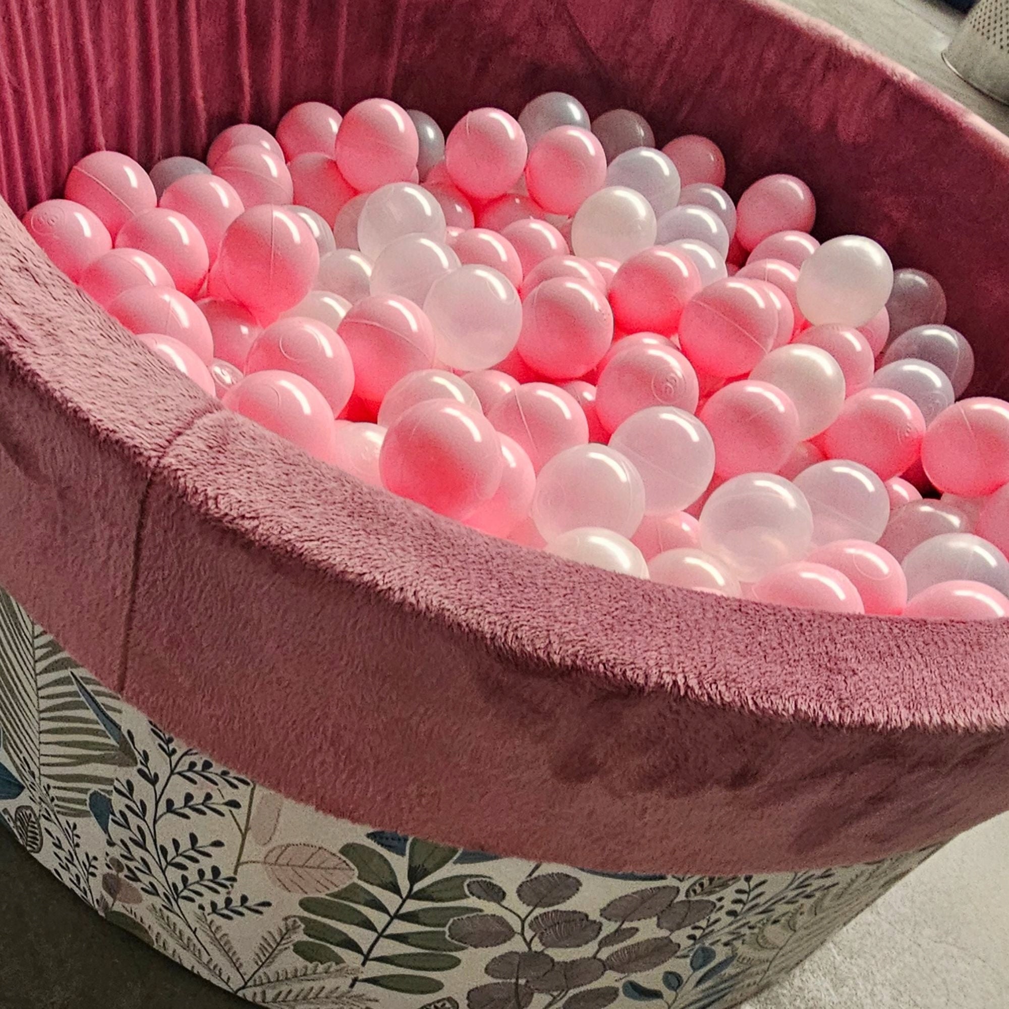 Dry pool NEW, square toys for children PASTEL LEAVES 90x40 + 300 balls Color pink