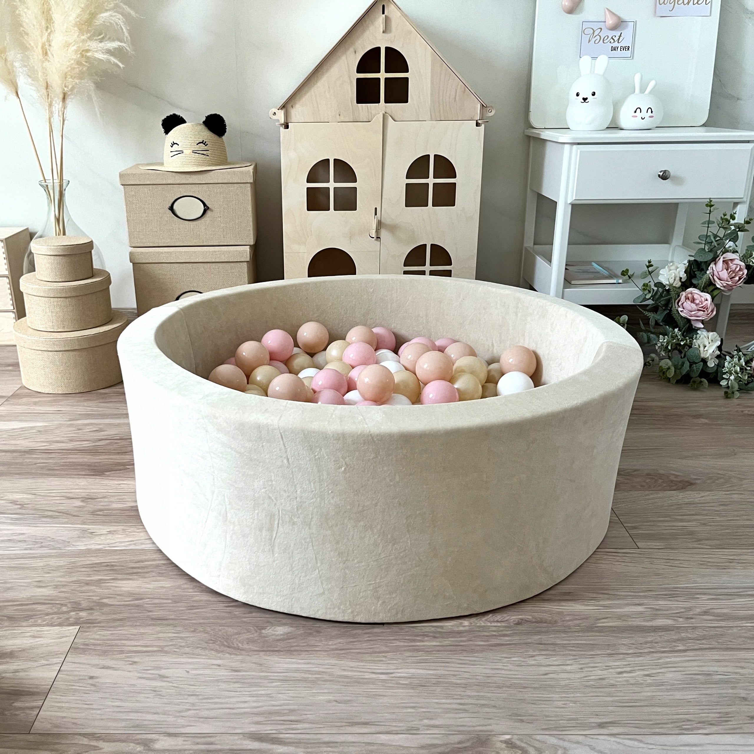 Dry pool with balls 30x90 Velvet Cream 200 balls - ANY MIX Gender boys girls