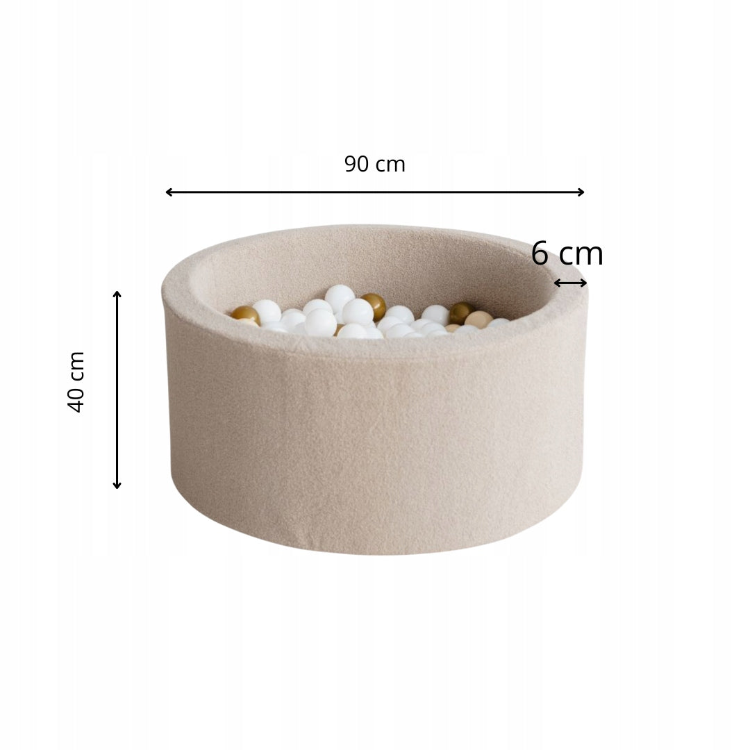 Dry pool with balls 40x90 Boucle beige + 200 balls- ANY MIX Material foam plastic fabric