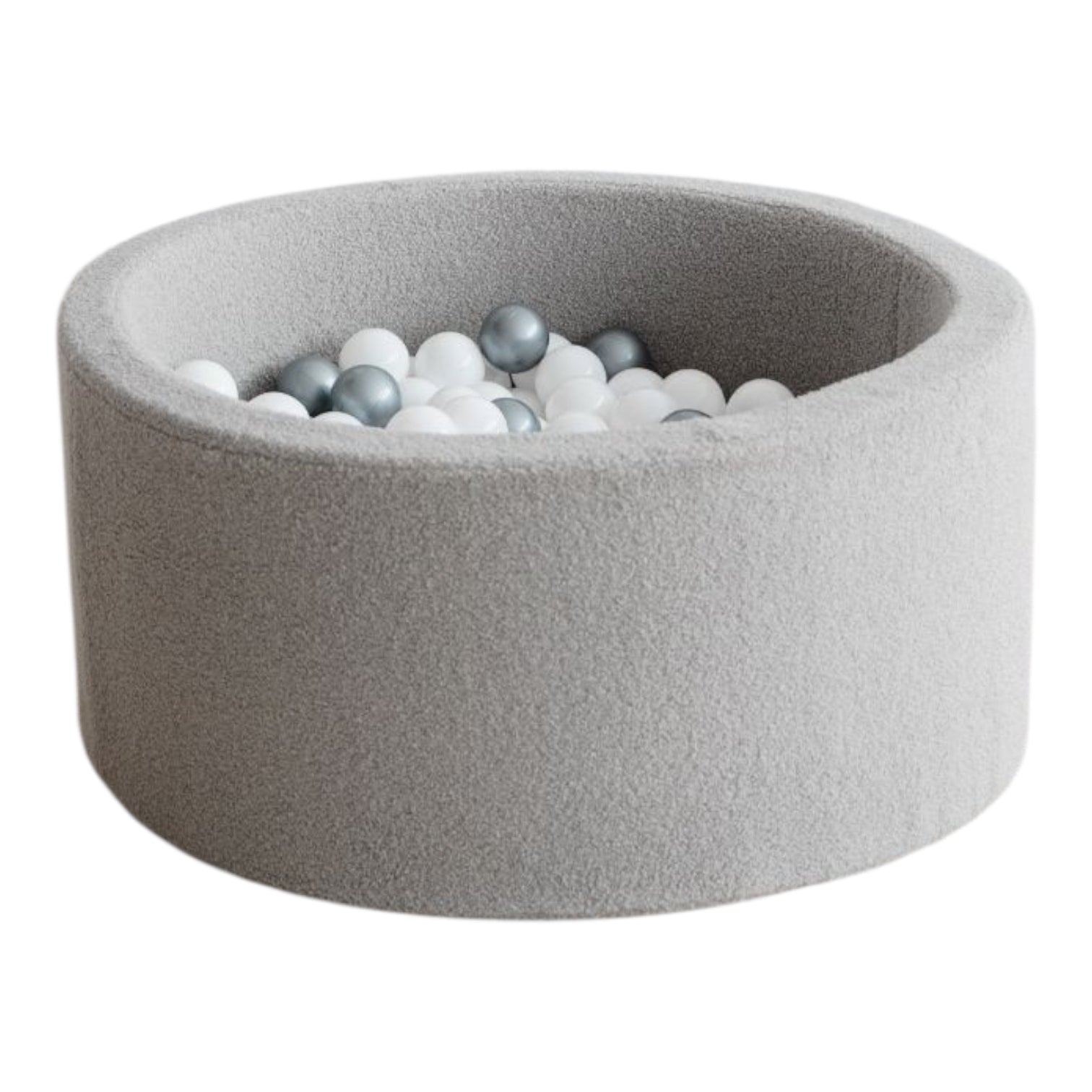 Dry pool with balls 40x90 Boucle grey + 200 balls- ANY MIX