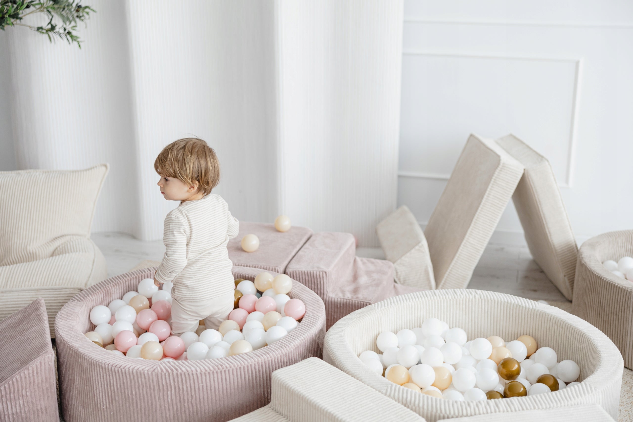 Dry pool with balls 40x90 Corduroy grey + 200 balls- ANY MIX Gender boys girls unisex