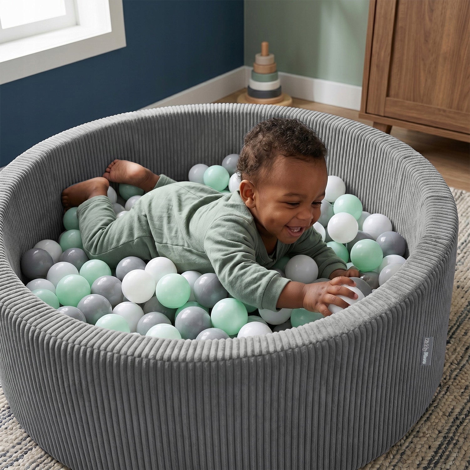 Dry pool with balls 90x30 cm 200 balls playpen for children CORDUROY STRIPES Packaging status original