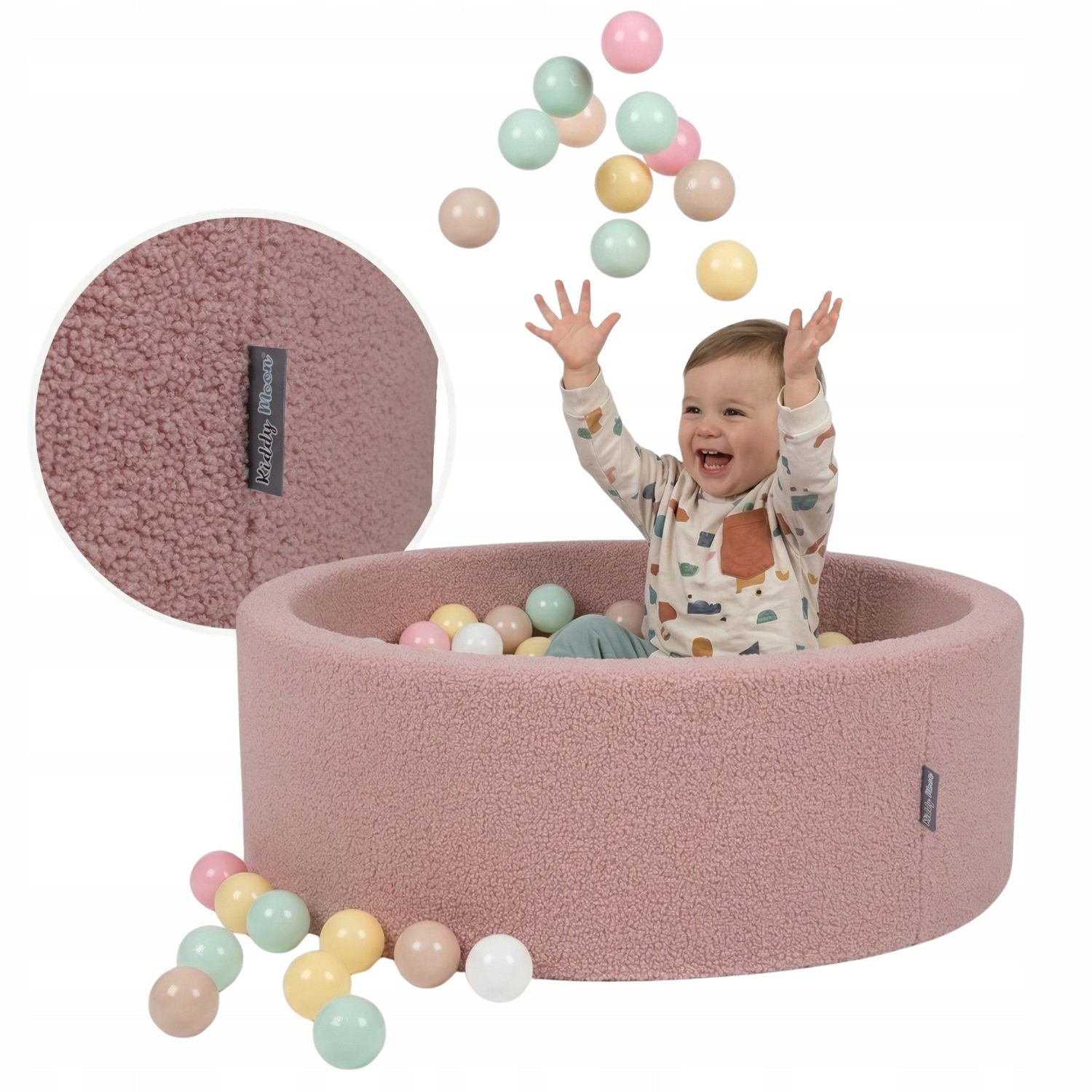 Dry pool with balls TEDDY boucle 200 balls FOR KIDS pink