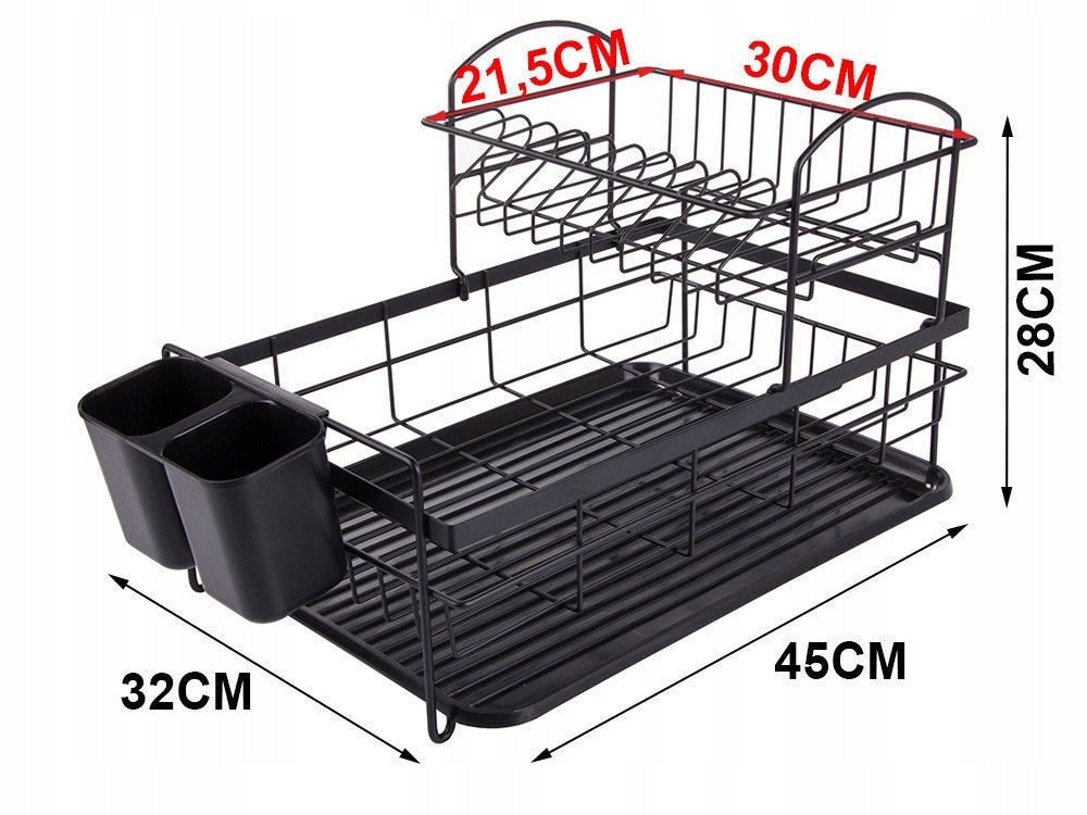 Dryer 45cm black two levels for dishes dripper with tray Brand Rozz