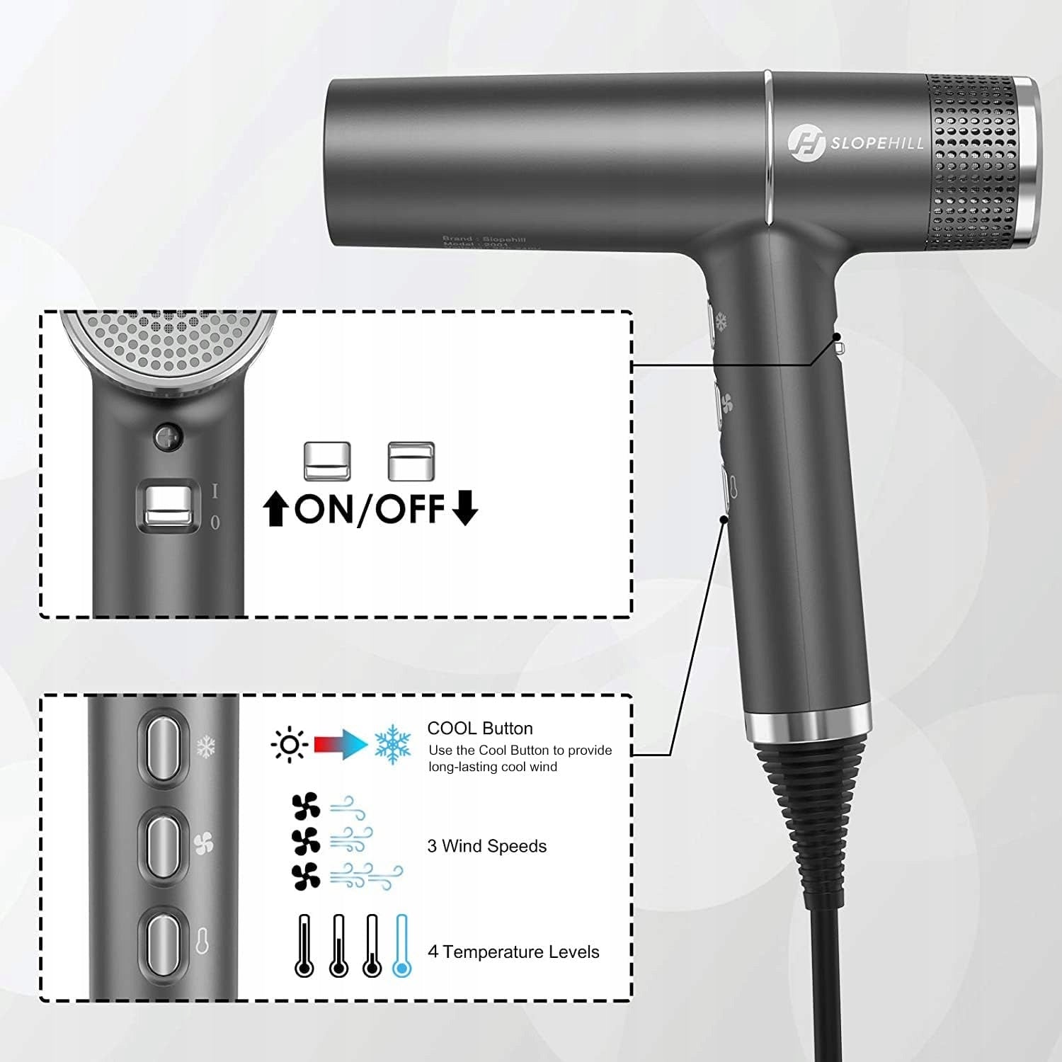 Dryer Slopehill 2000W with brushless motor, LED, microfilter Manufacturer code B08HRQG2M6