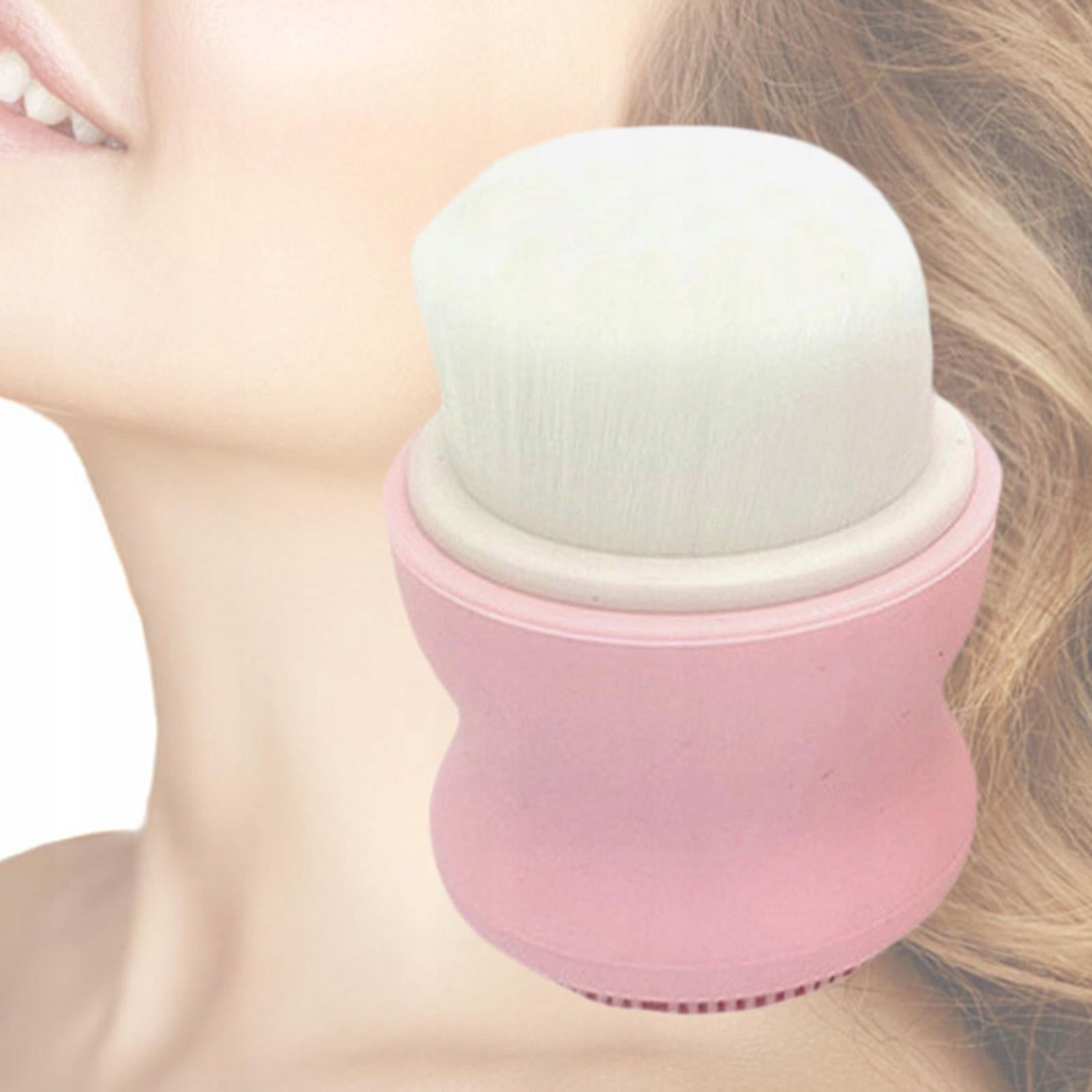 Dual Head Facial Brush Soft Exfoliating Silicone Pad, One Side Soft S, Pink
